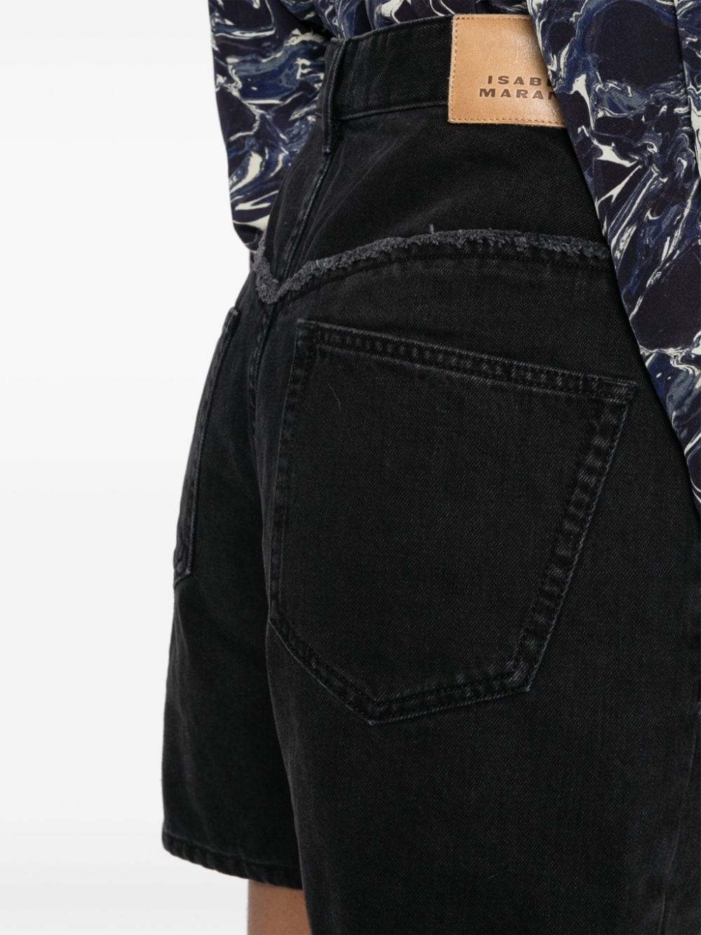 frayed-detail denim shorts - 5