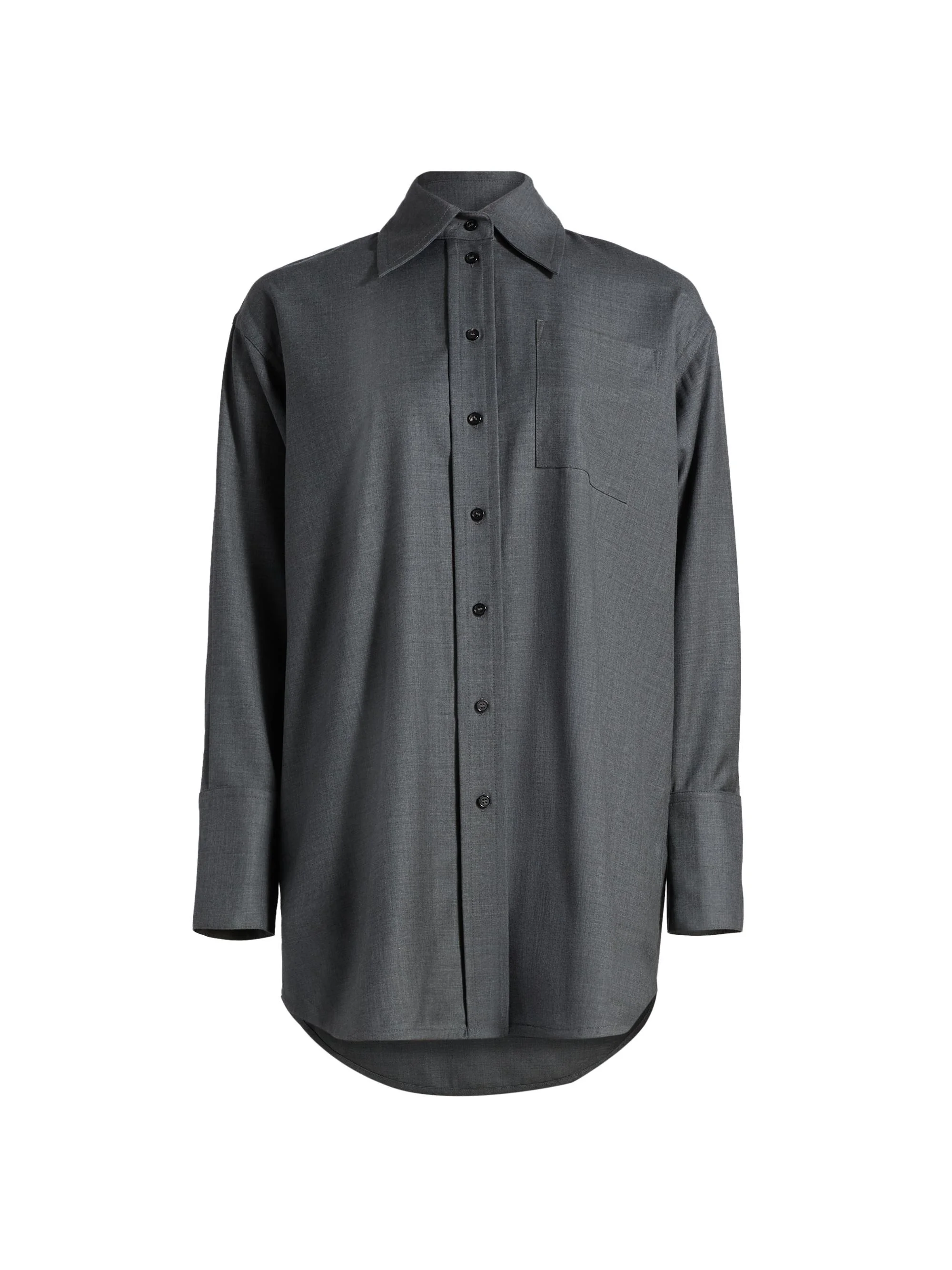 Women's Point llar Wool Overshirt - Grey Melange - 1