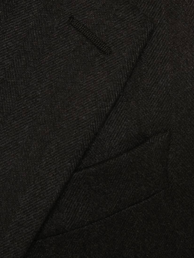 Herringbone Tailored Single-breasted Jacket in Charcoal - 5
