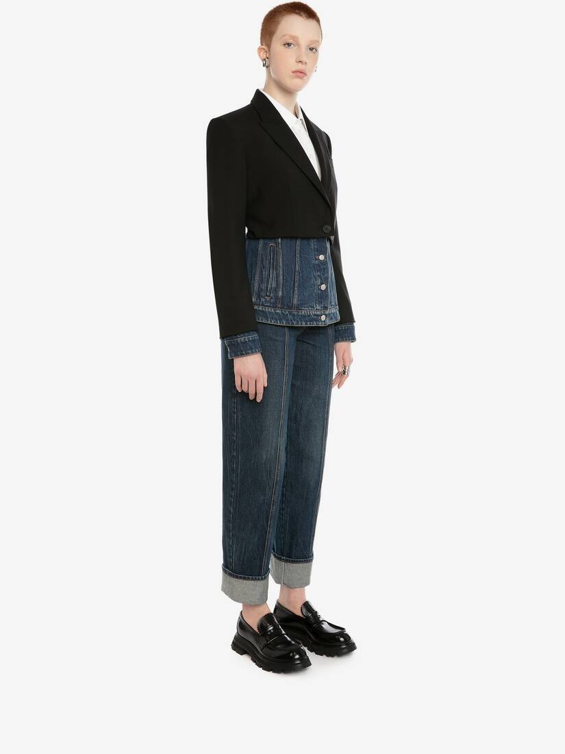 Hybrid Denim Jacket in Black - 3
