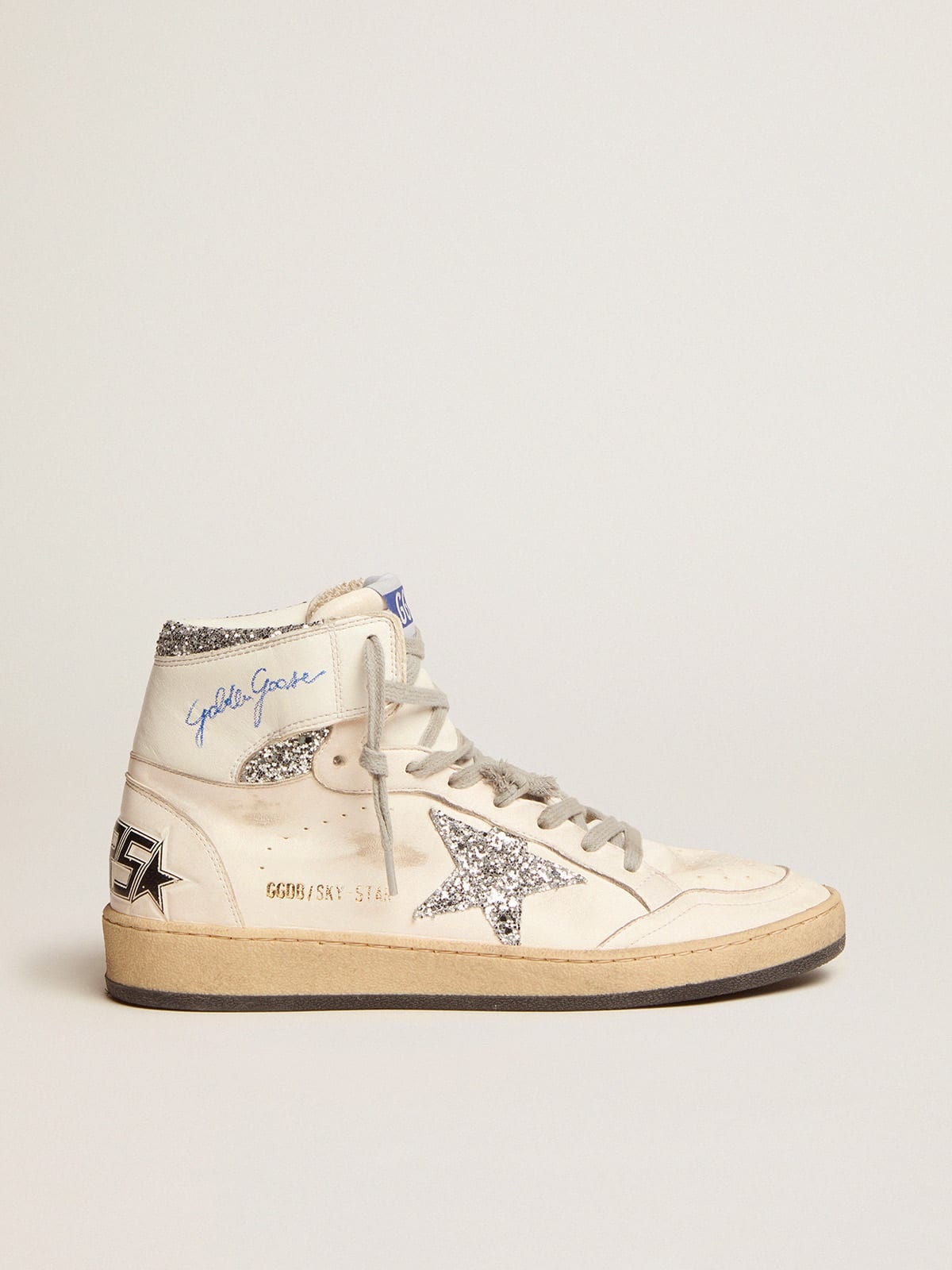 Sky-Star sneakers with signature on the ankle and silver glitter inserts - 1