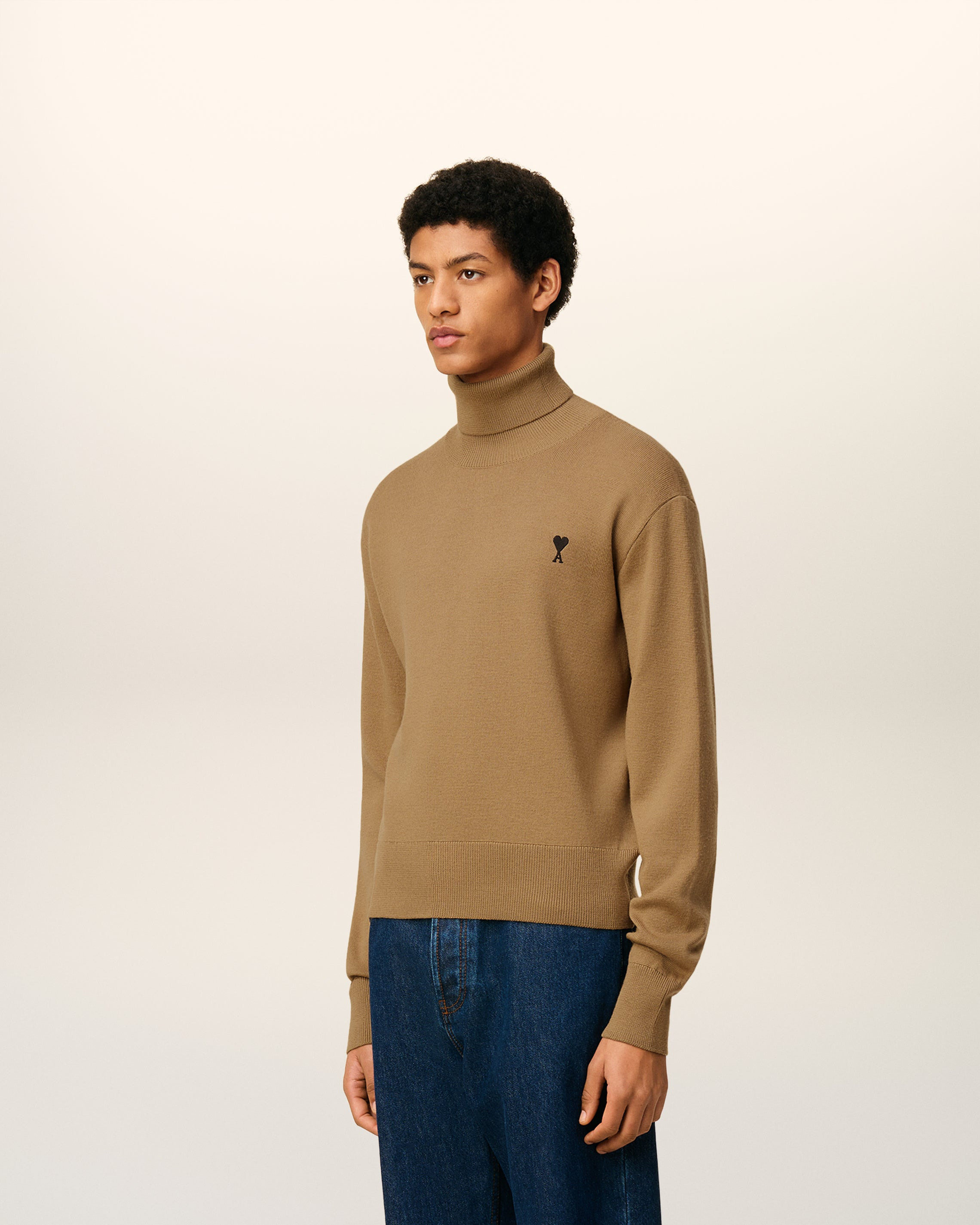 BROWN WOOL AMI DE COEUR TURTLE NECK SWEATER - 6