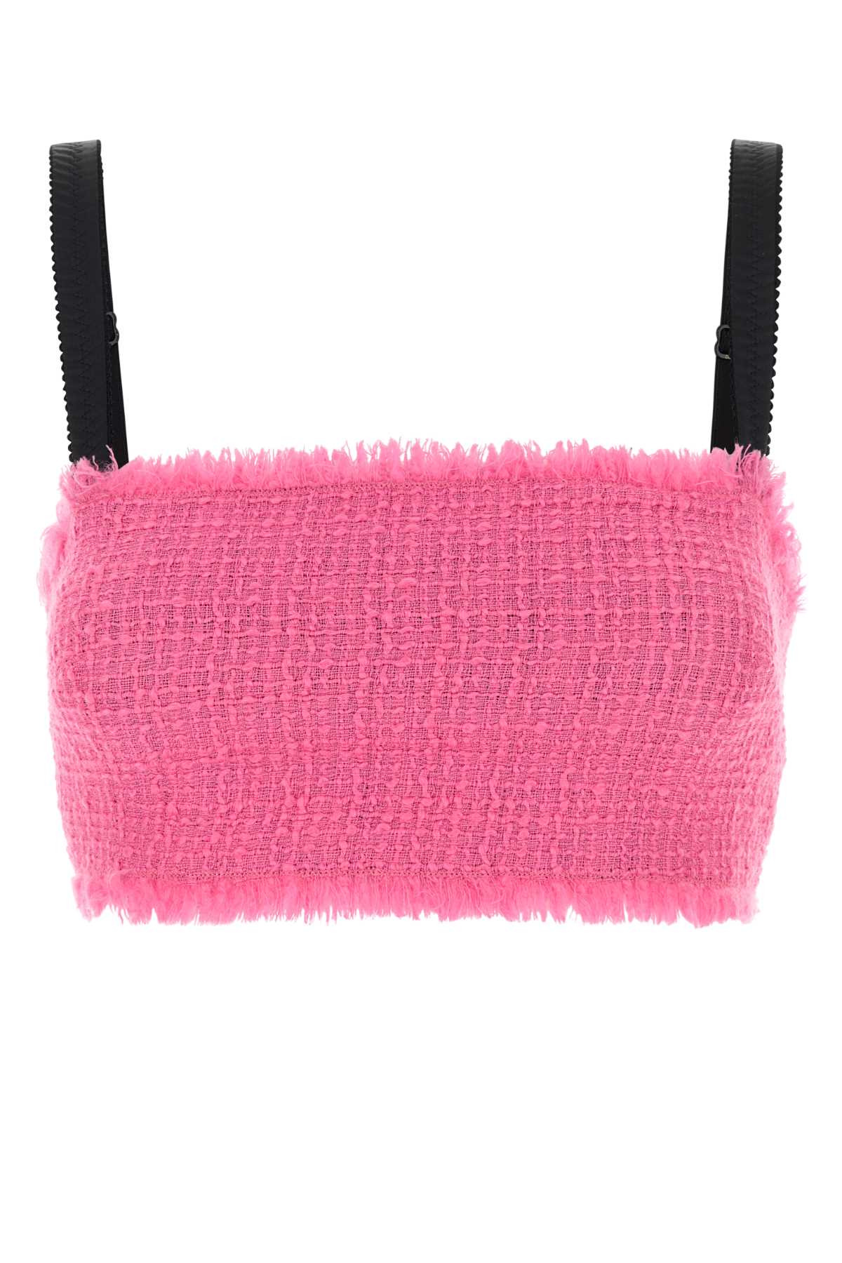 Dolce & Gabbana Women Fuchsia Tweed Crop-Top - 1