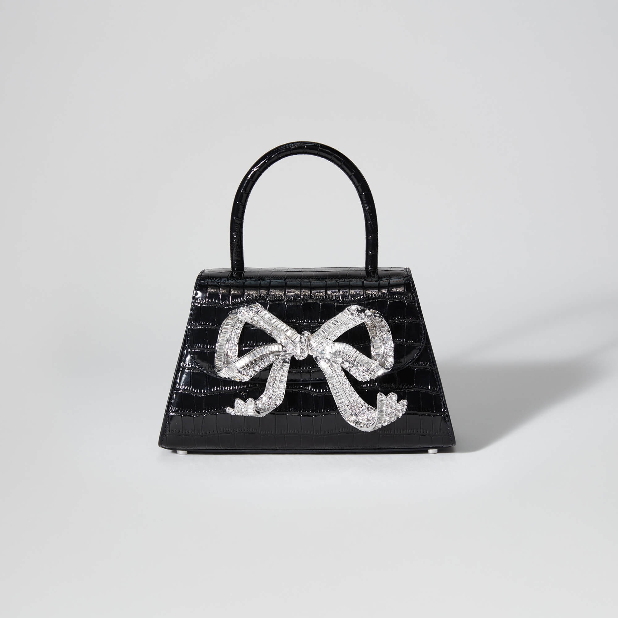 Black Croc Mini Bow Bag - 1