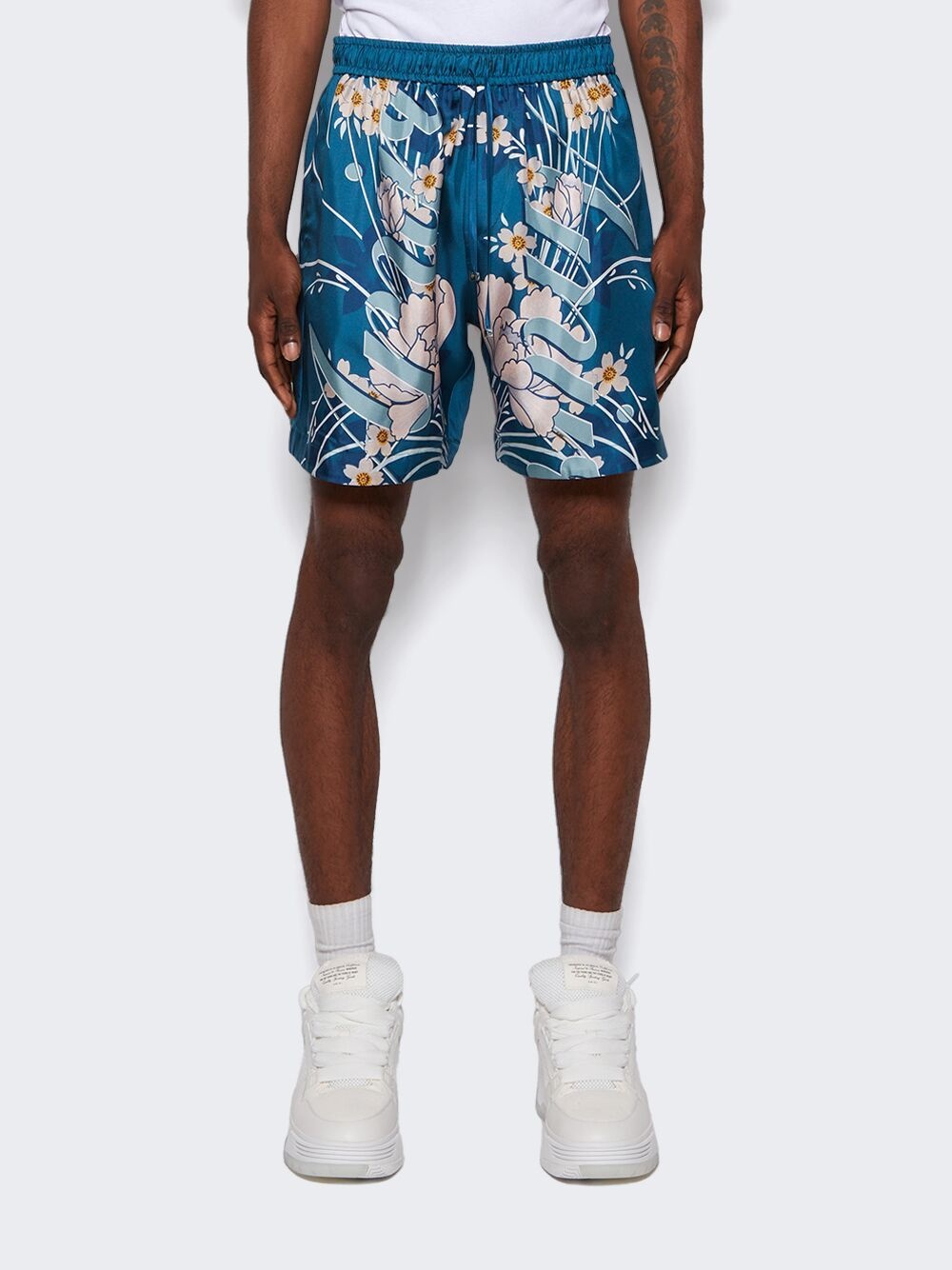 floral-print silk shorts - 3