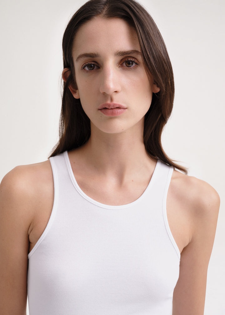 Fine curved rib tank white - 5