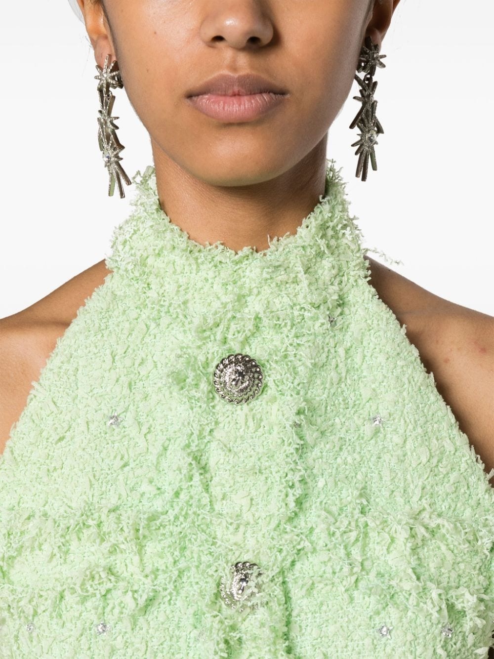 paisley-embellished tweed mini dress - 5