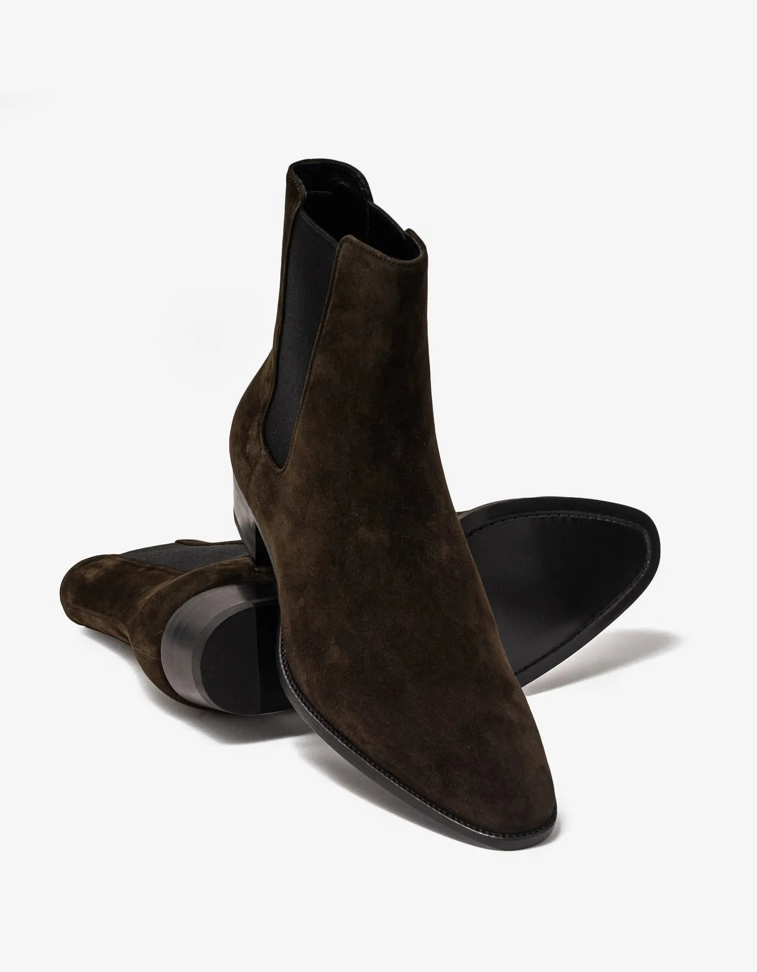 Saint Laurent Brown Suede Wyatt Chelsea Boots - 4