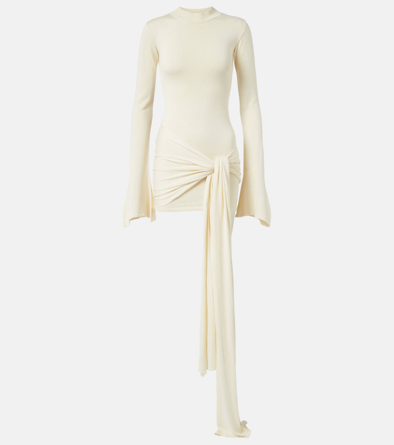 Gathered silk-blend minidress - 1