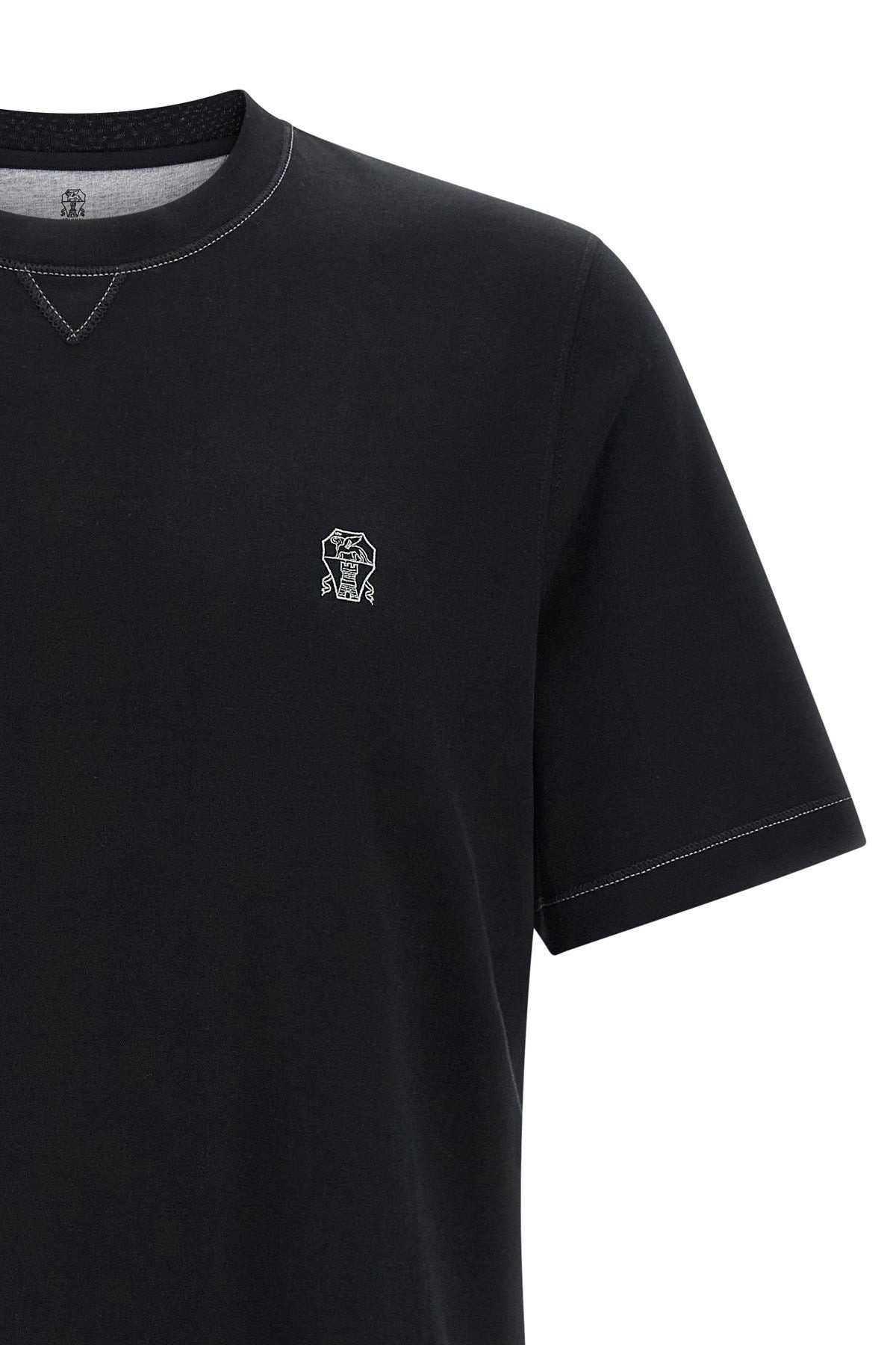 Brunello Cucinelli Men Logo Embroidery T-Shirt - 4