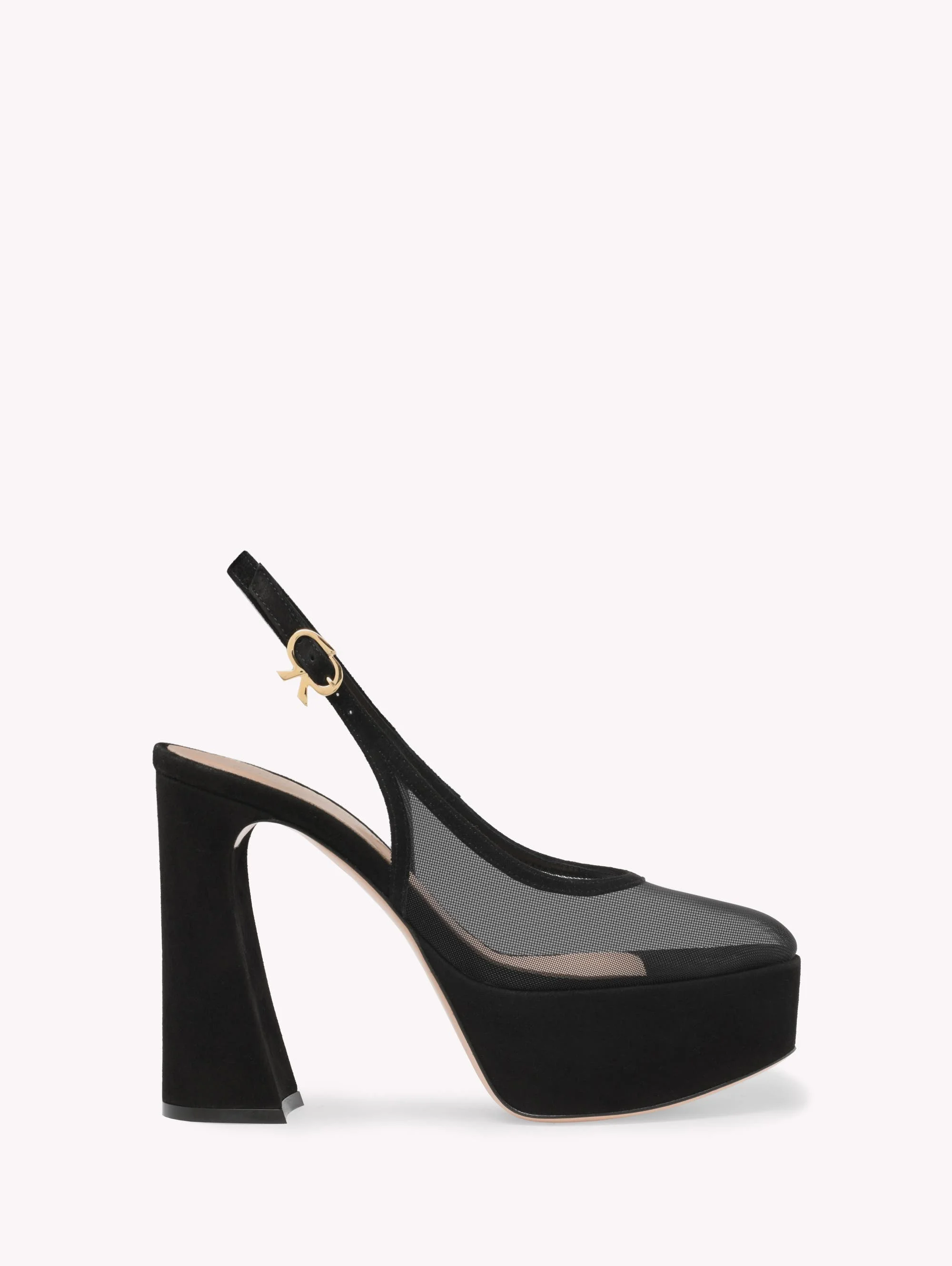 Gianvito Rossi Chopine Slingback in Black Suede And Plexi at Nordstrom - 1