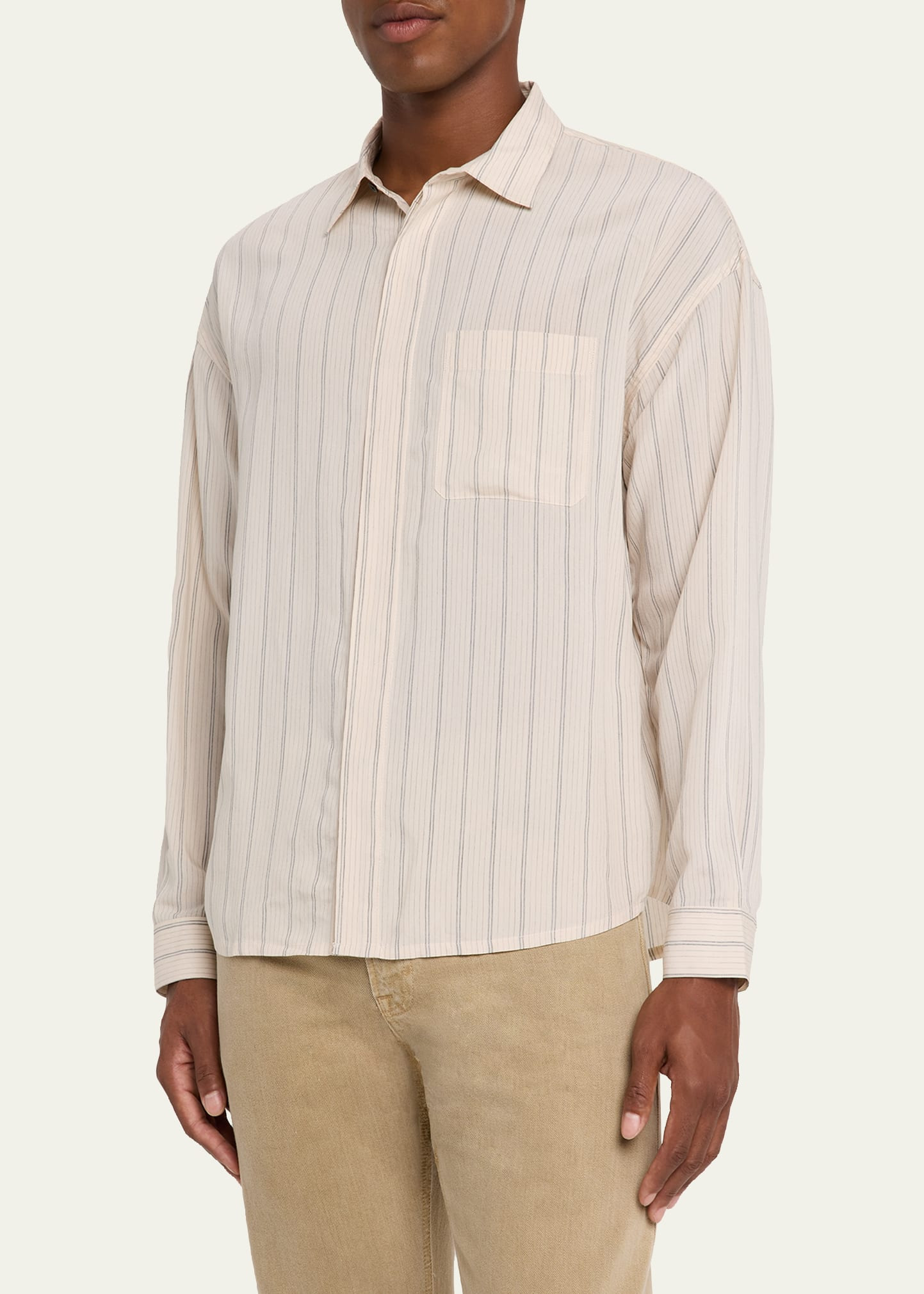 Men's Thin Stripe Pocket Button-Down Shirt - 4