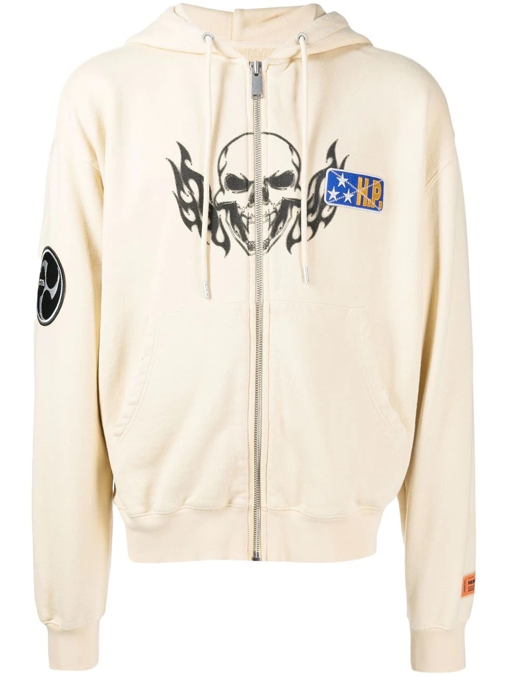 Flaming Skull zip-fastening hoodie - 1