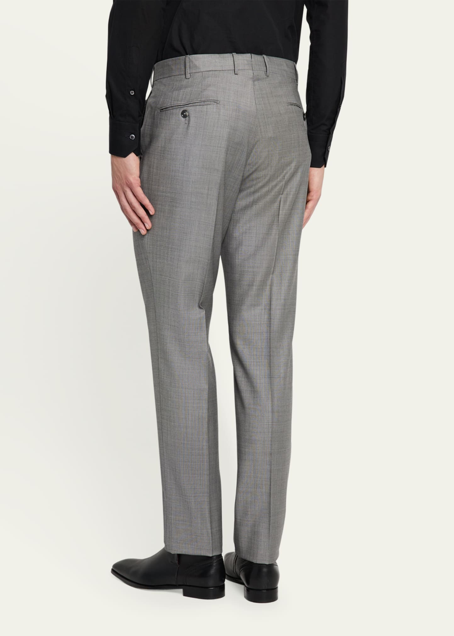 Men's Wool Sharkskin Trousers - 3