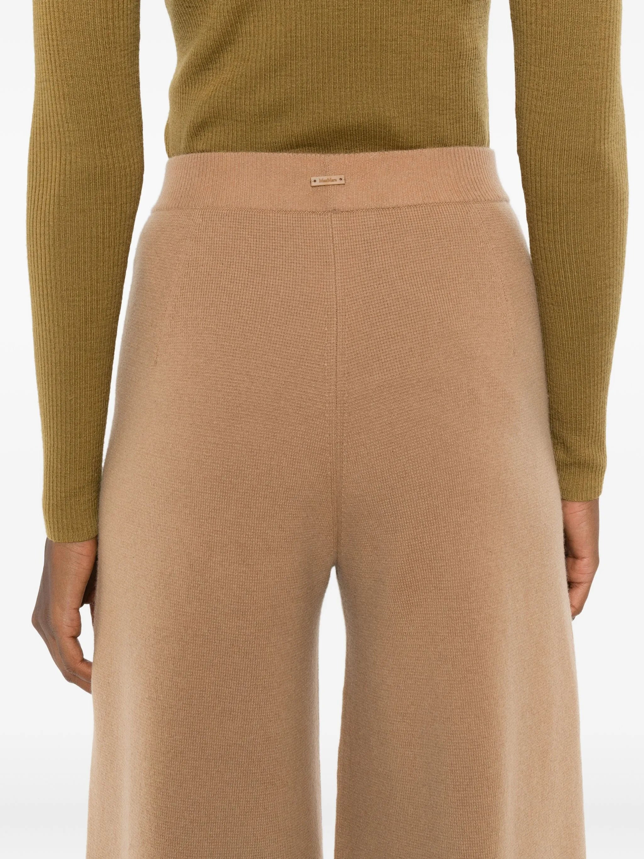 knitted ribbed-waist trousers - 5