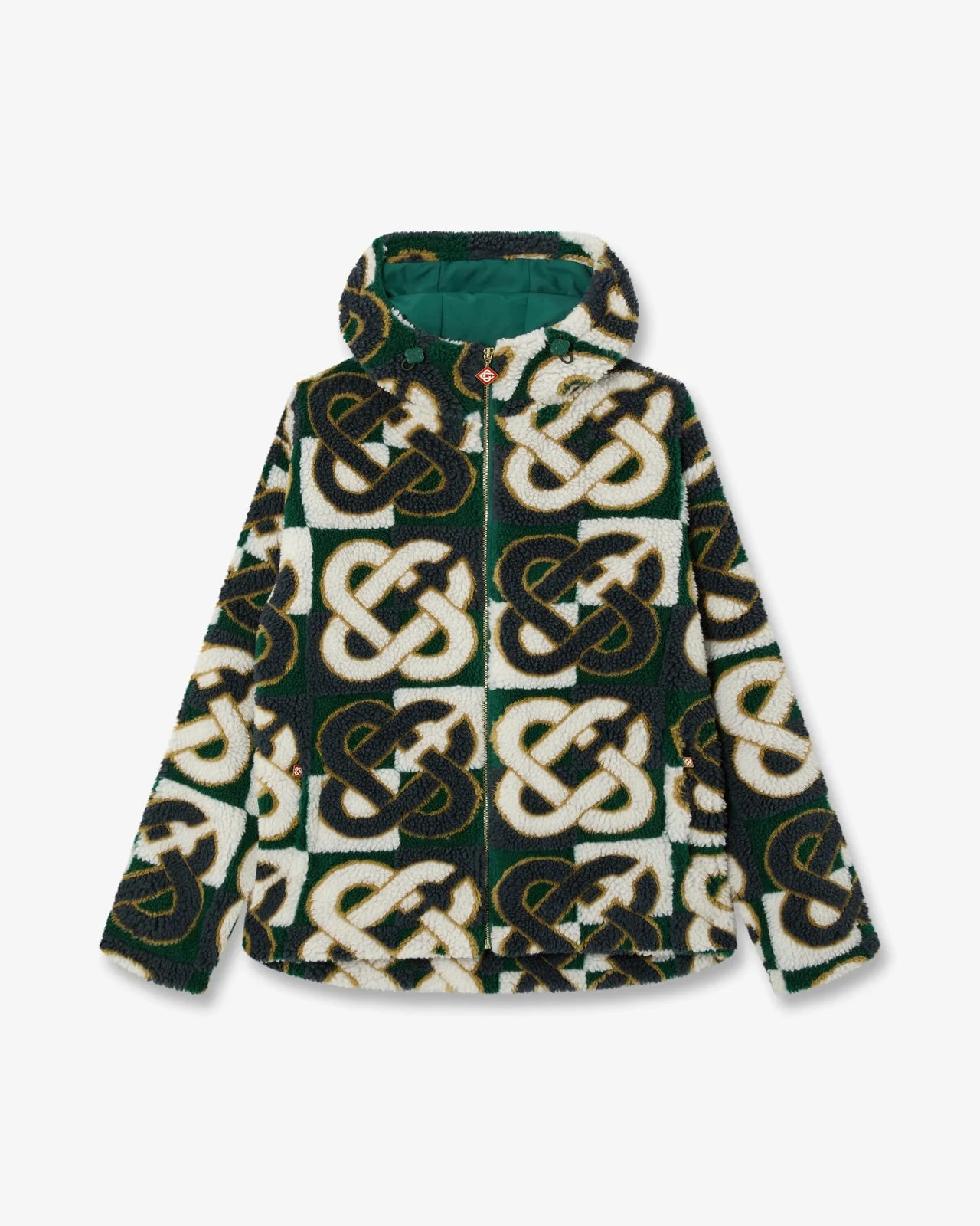 Green & Navy Check Monogram Fleece Jacket | Casablanca Paris - 1