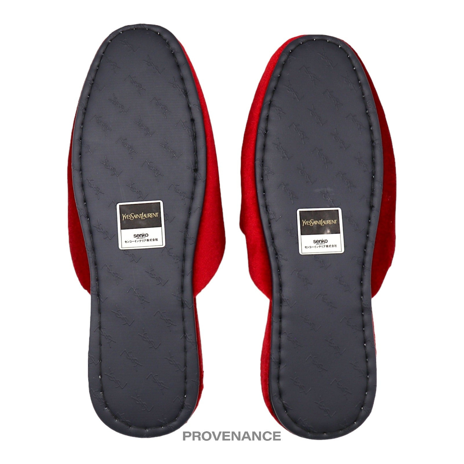 Yves Saint Laurent YSL Logo Slipper - Red Velour - 6