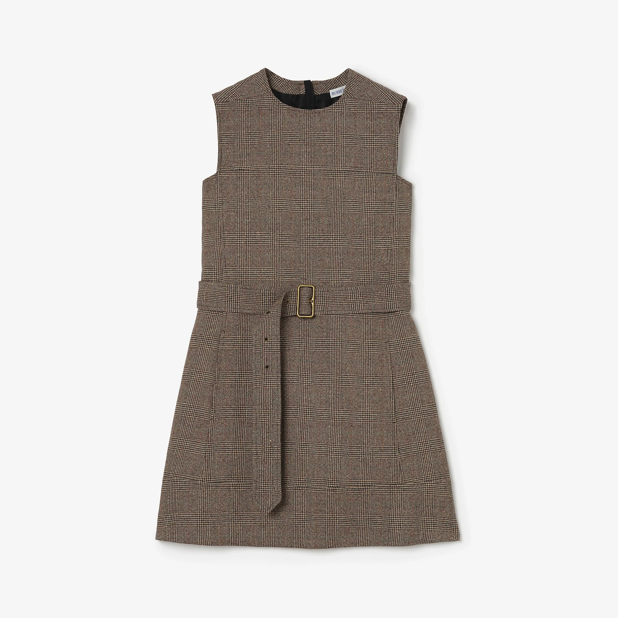 Check Wool Linen Blend Dress - 1