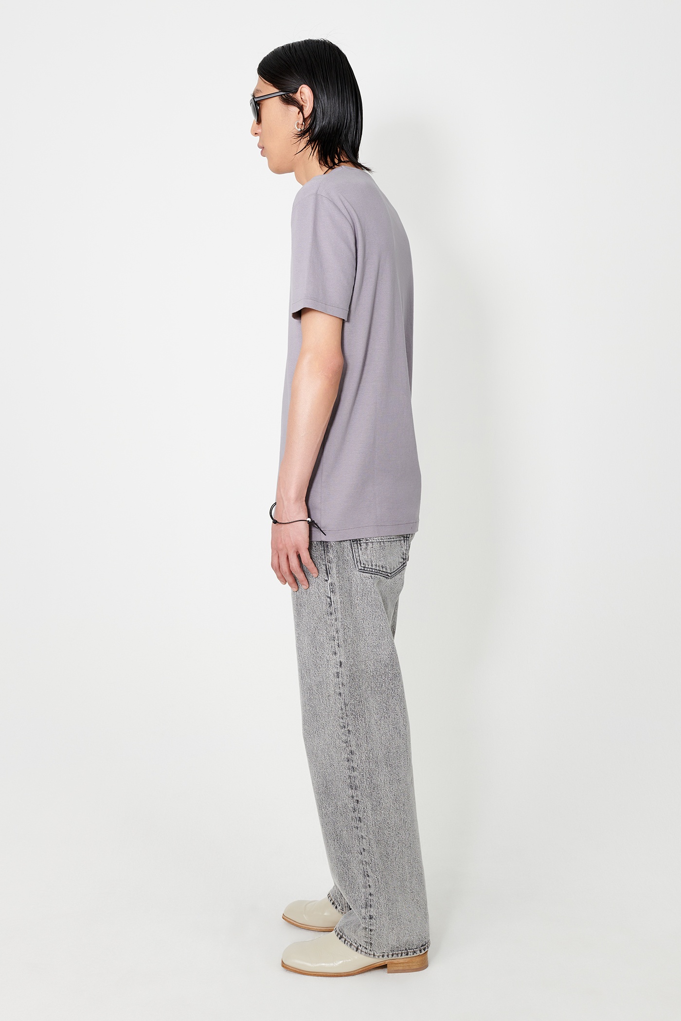 U-Neck T-Shirt Antique Lavender Crisp Cotton - 4