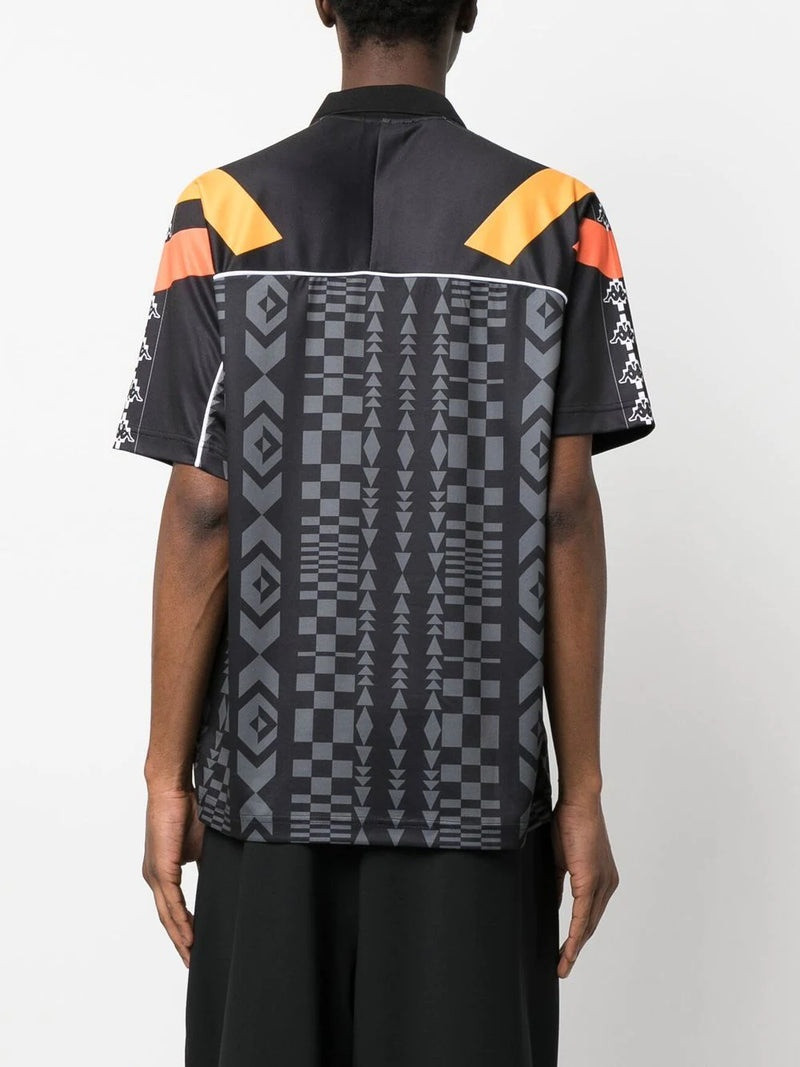 MARCELO BURLON COUNTY OF MILAN  Aop Folk Kappa Soccer Polo Black Dark Grey 4