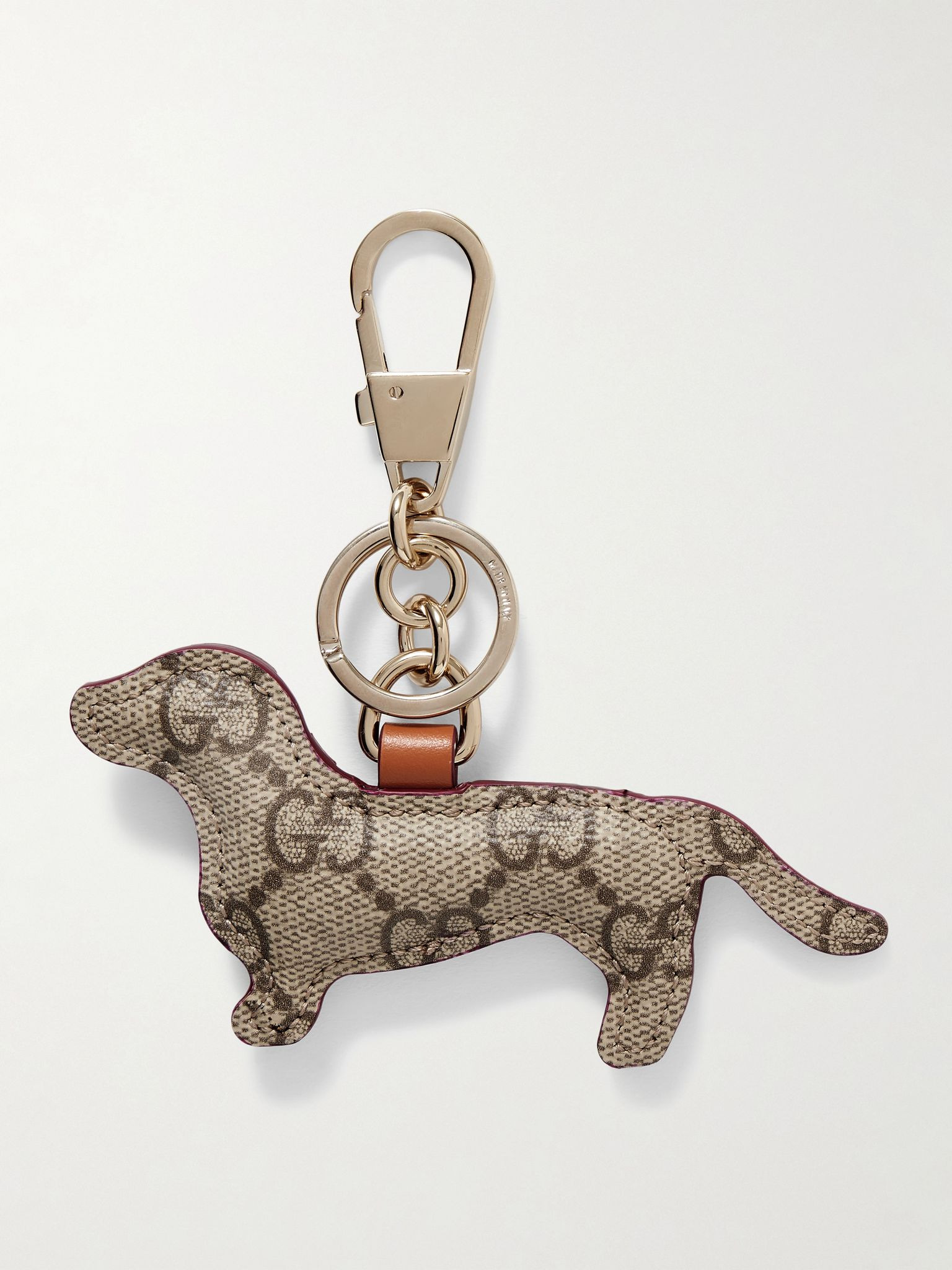 Embellished leather keychain Brown - 3
