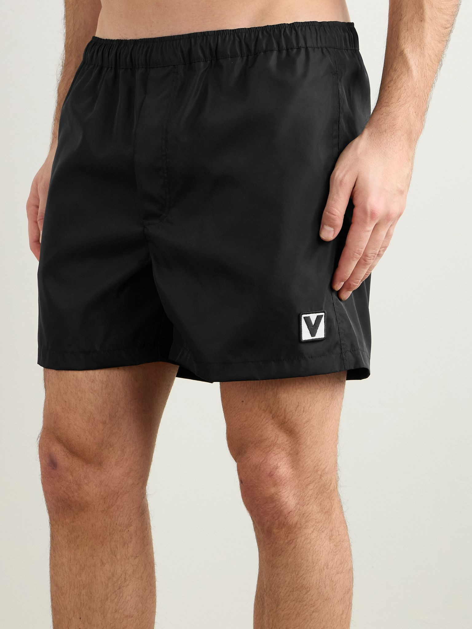 Straight-Leg Mid-Length Logo-Appliquéd Swim Shorts Black - 2