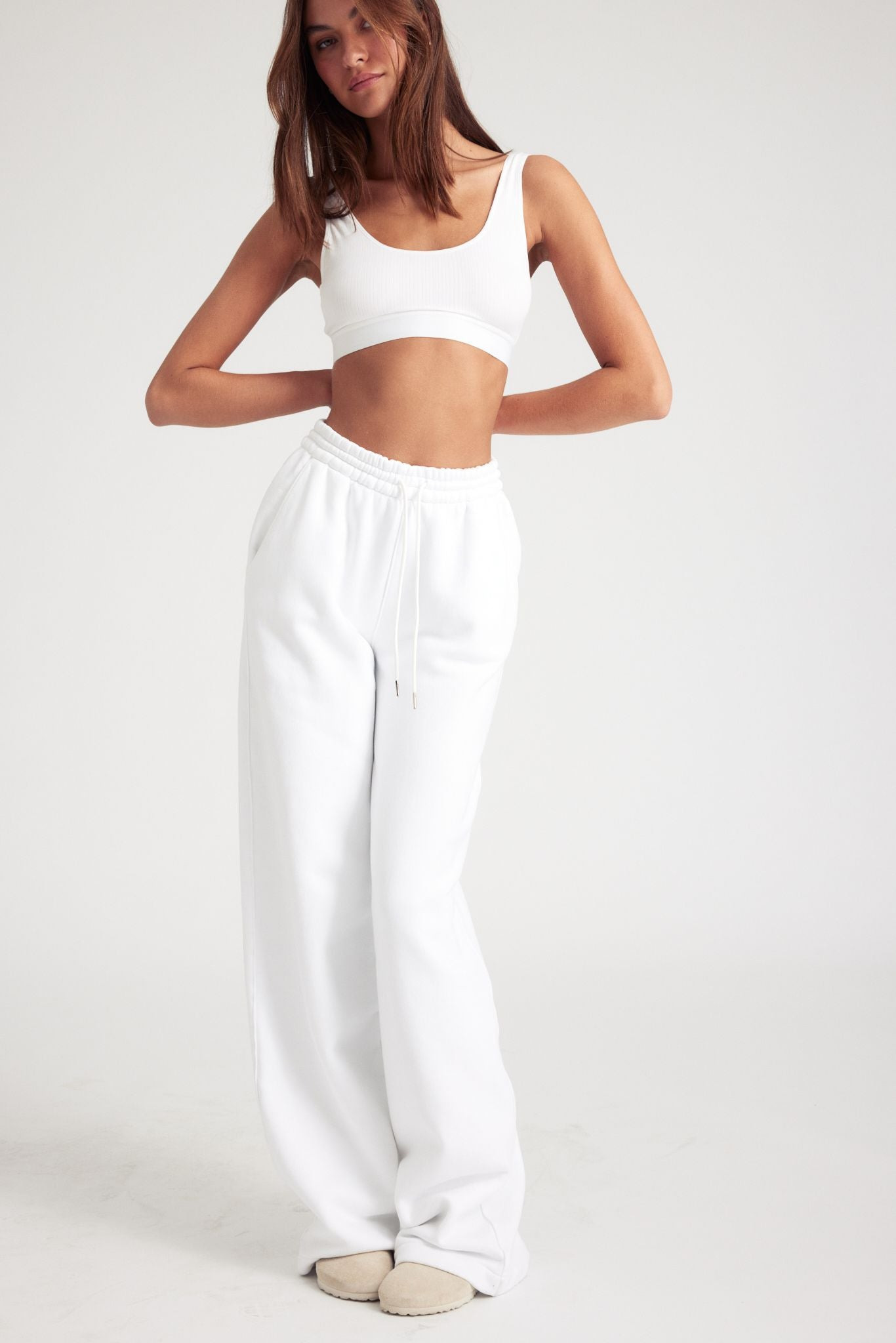 WHITE COTTON BAGGY SWEATPANTS - 3