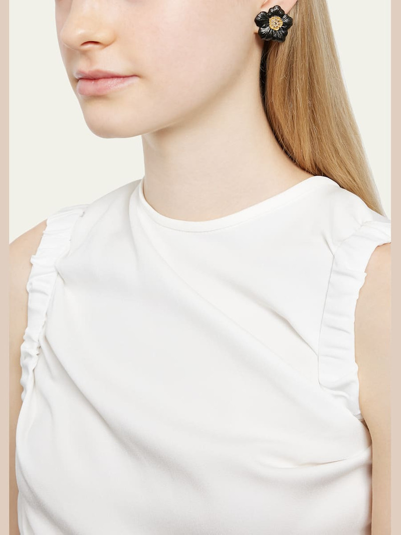 Buccellati Blossom Gardenia Burnished Silver, Gold, Brown Diamond Stud Earring outlook