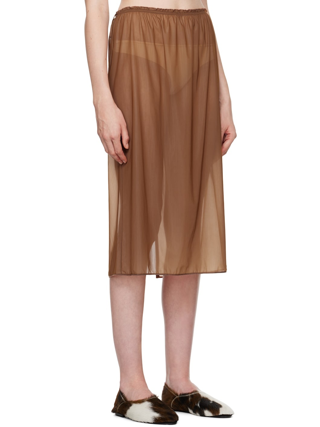 Brown Sheer Midi Skirt - 2