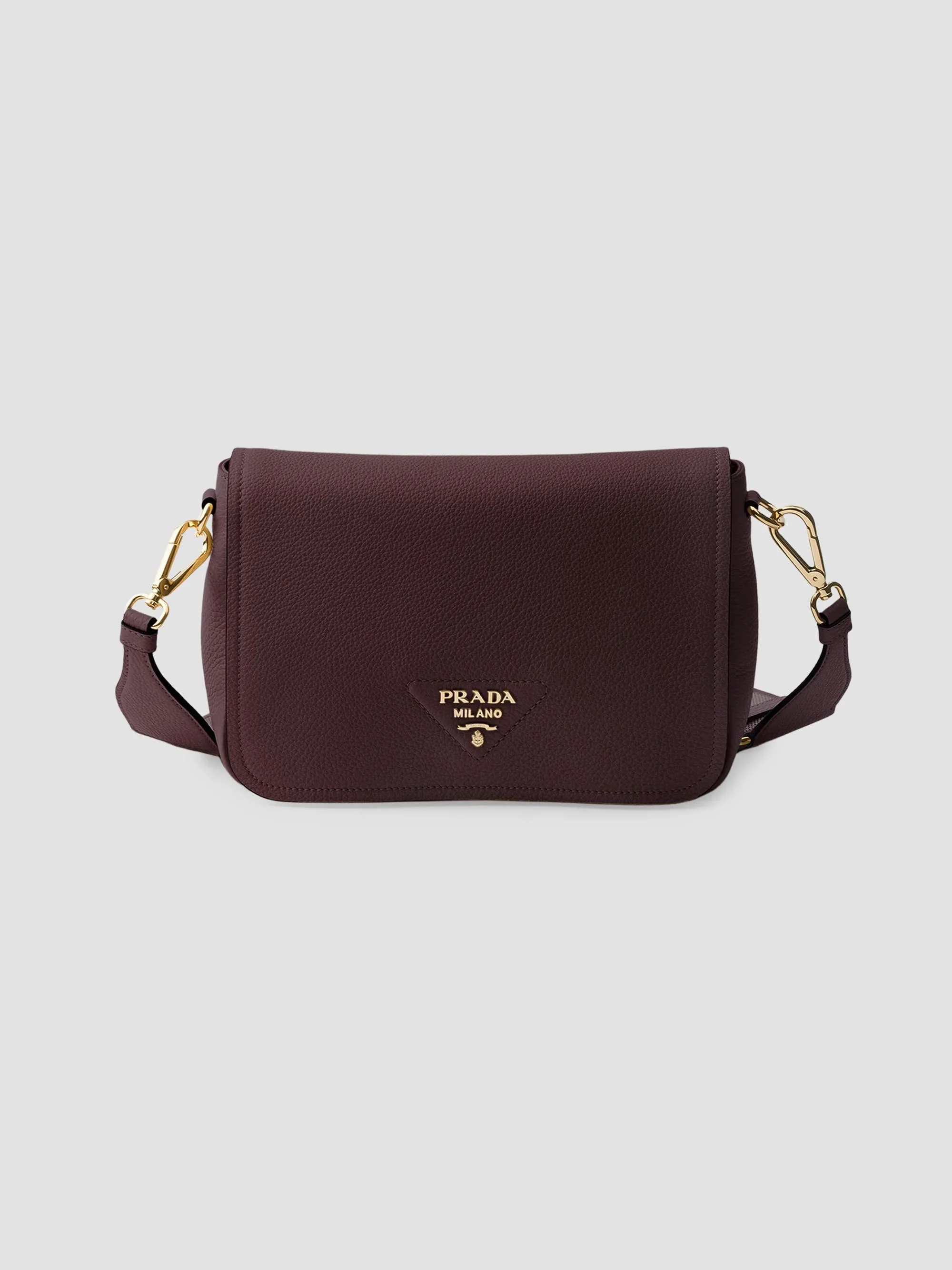 Women's Leather Shoulder Bag - Dark Red - 1