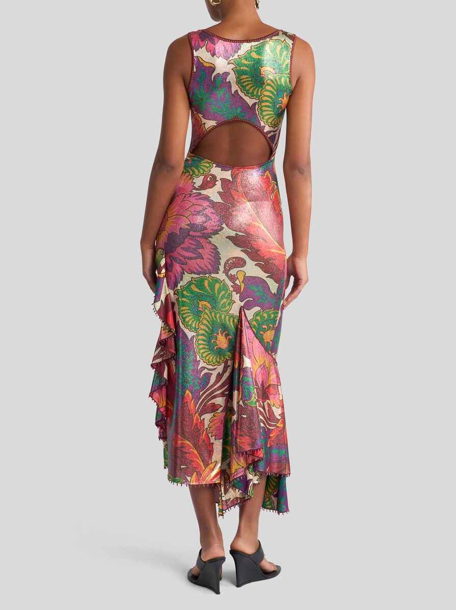LAMINATED JERSEY DRESS WITH MAXI FLORAL PRINT - 4