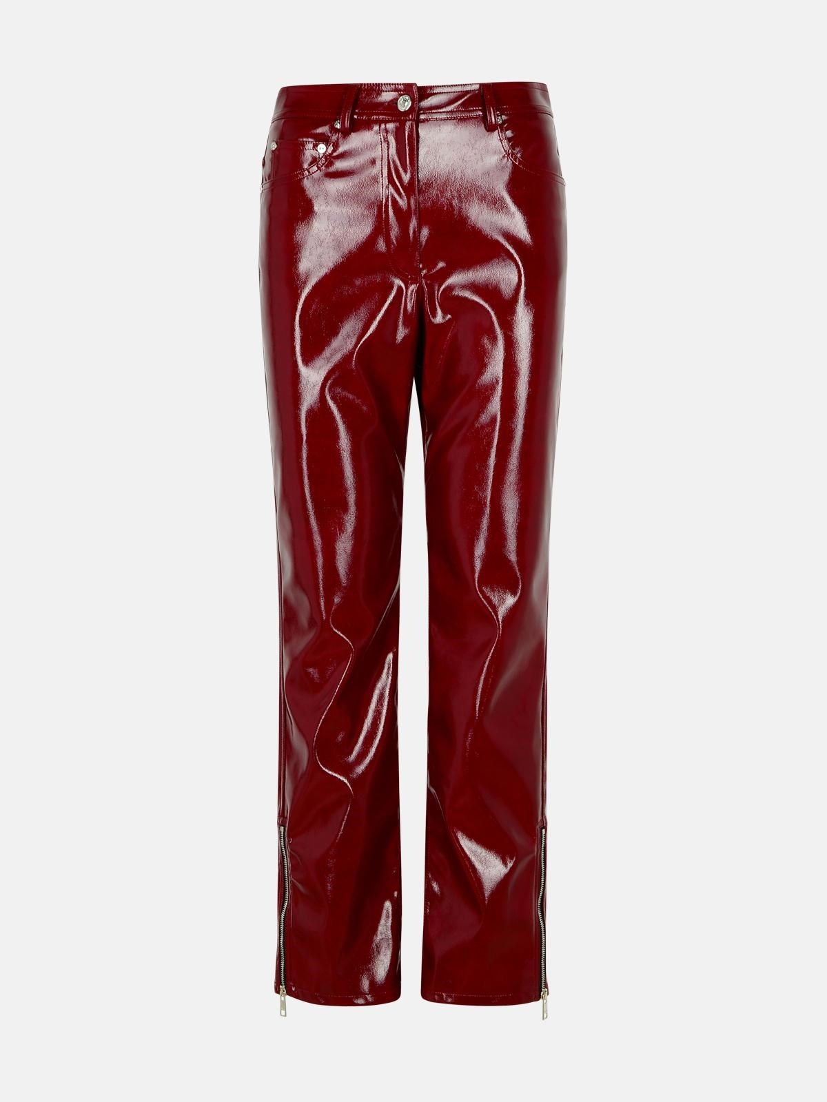 BURGUNDY POLYESTER PANTS - 1