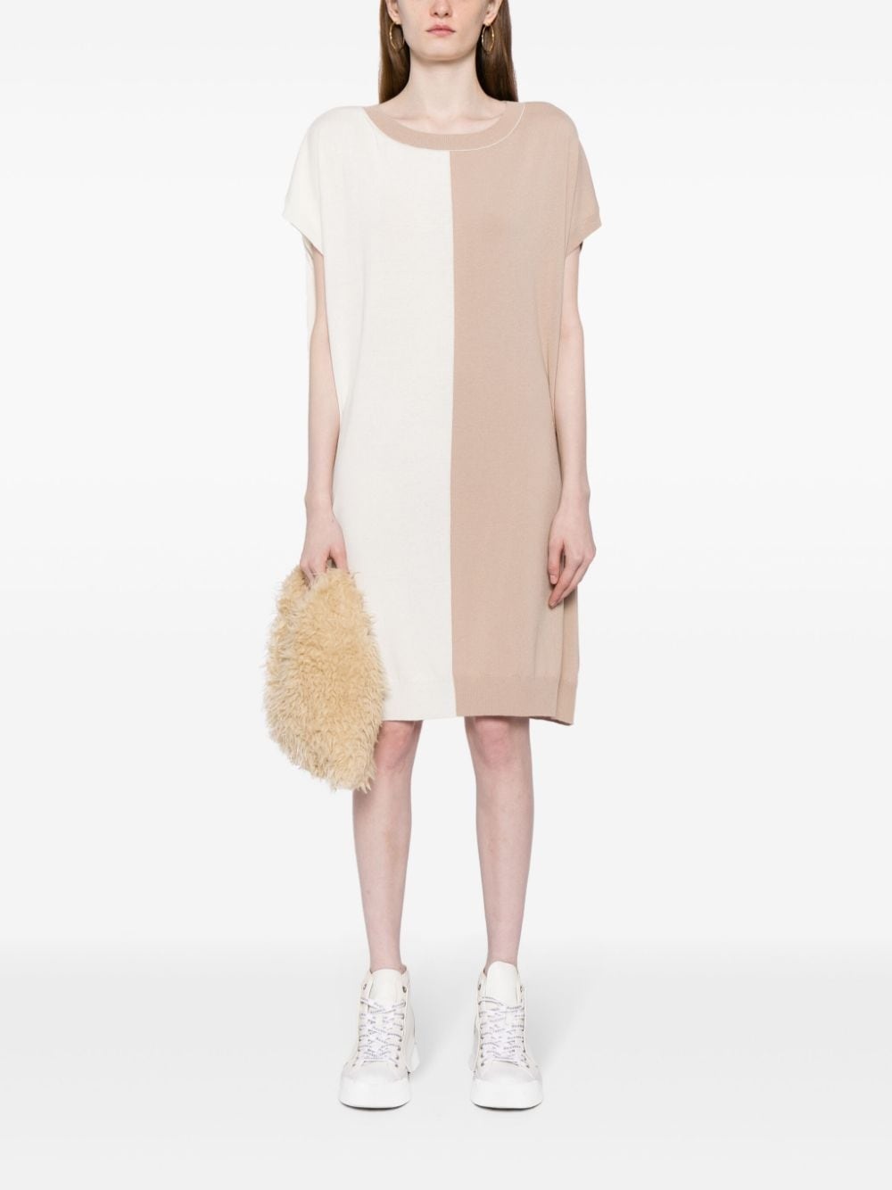 two-tone knitted dress - 2