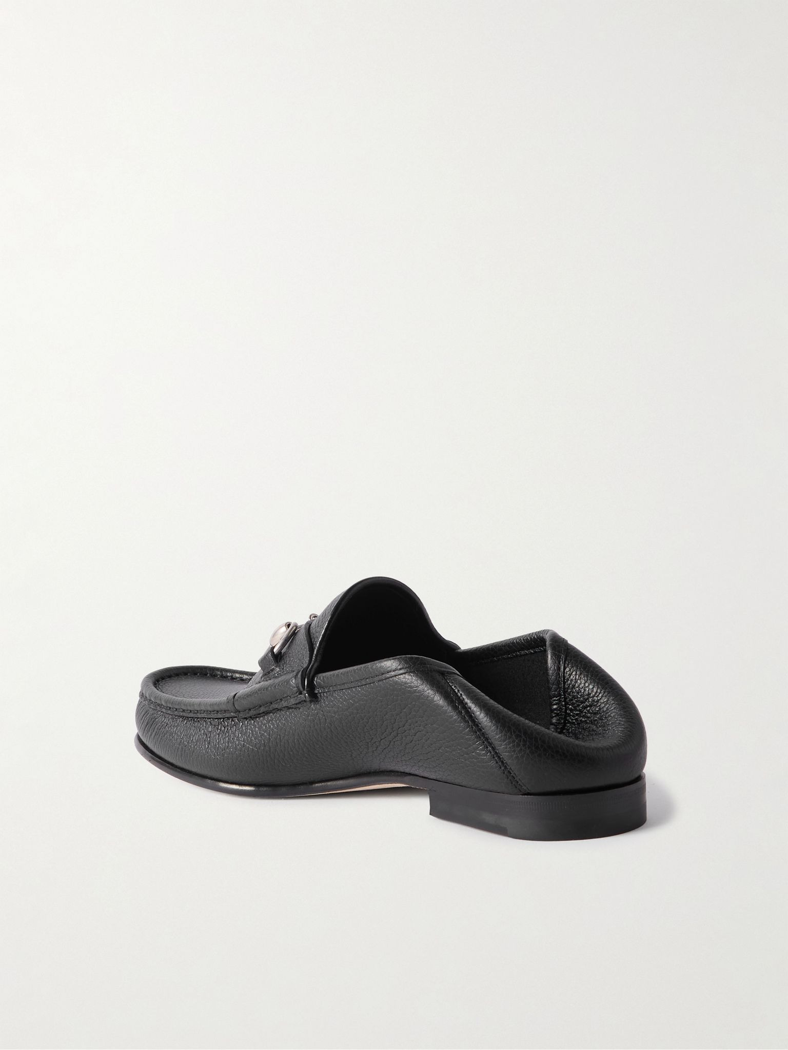 Horsebit 1953 Collapsible-Heel Embellished Full-Grain Leather Loafers Black - 4