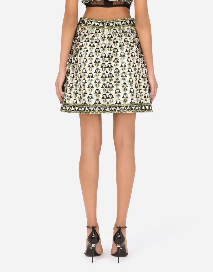 Lurex jacquard miniskirt with embellishment - 2