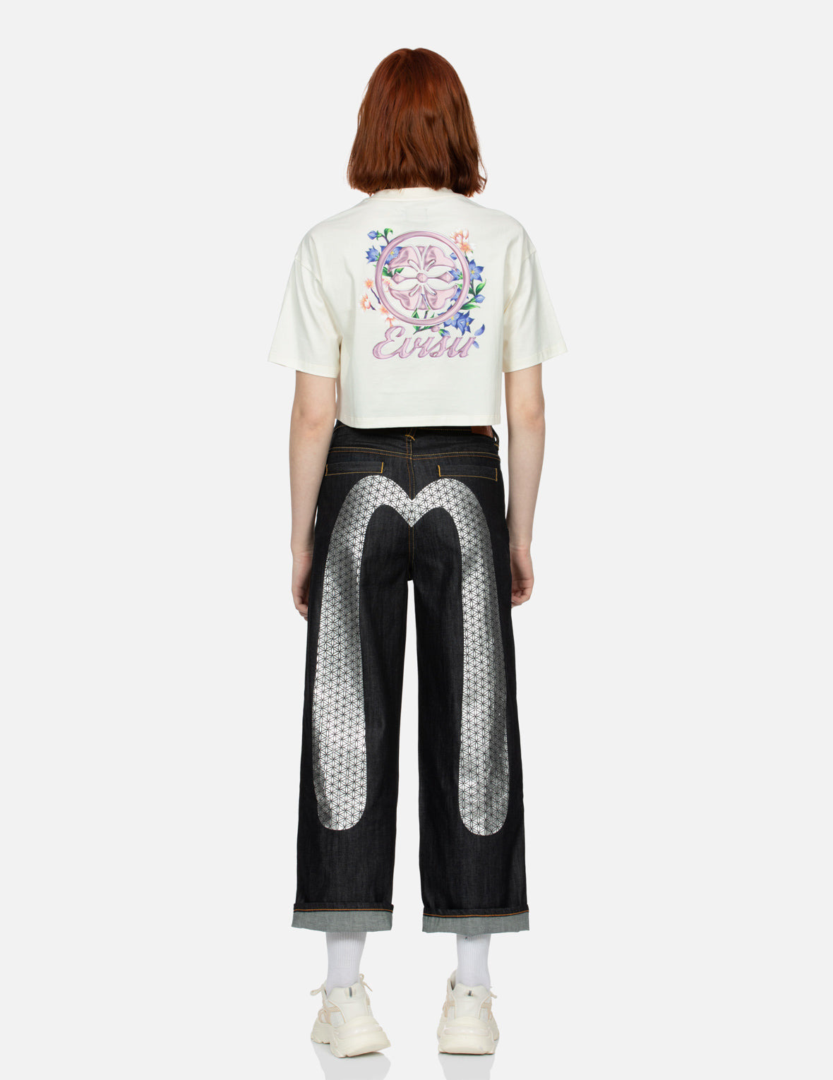 KAMON AND WISTERIA PRINT CROPPED T-SHIRT - 5