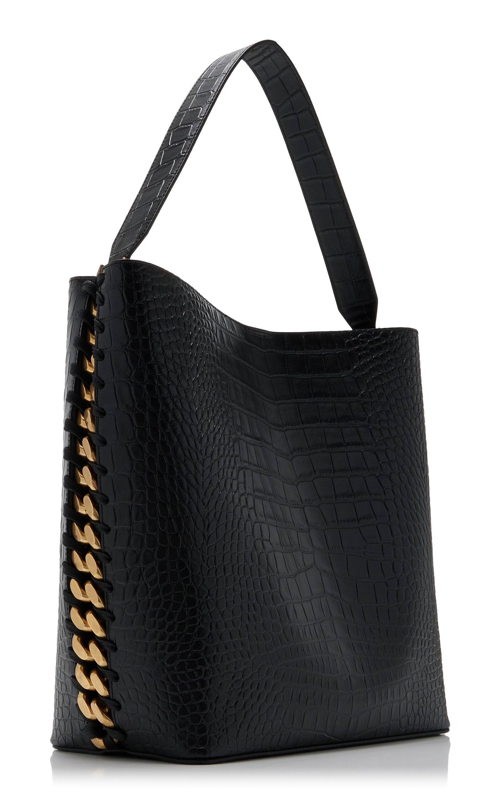 Large Frayme Croc-Effect Embossed Tote Bag black - 4