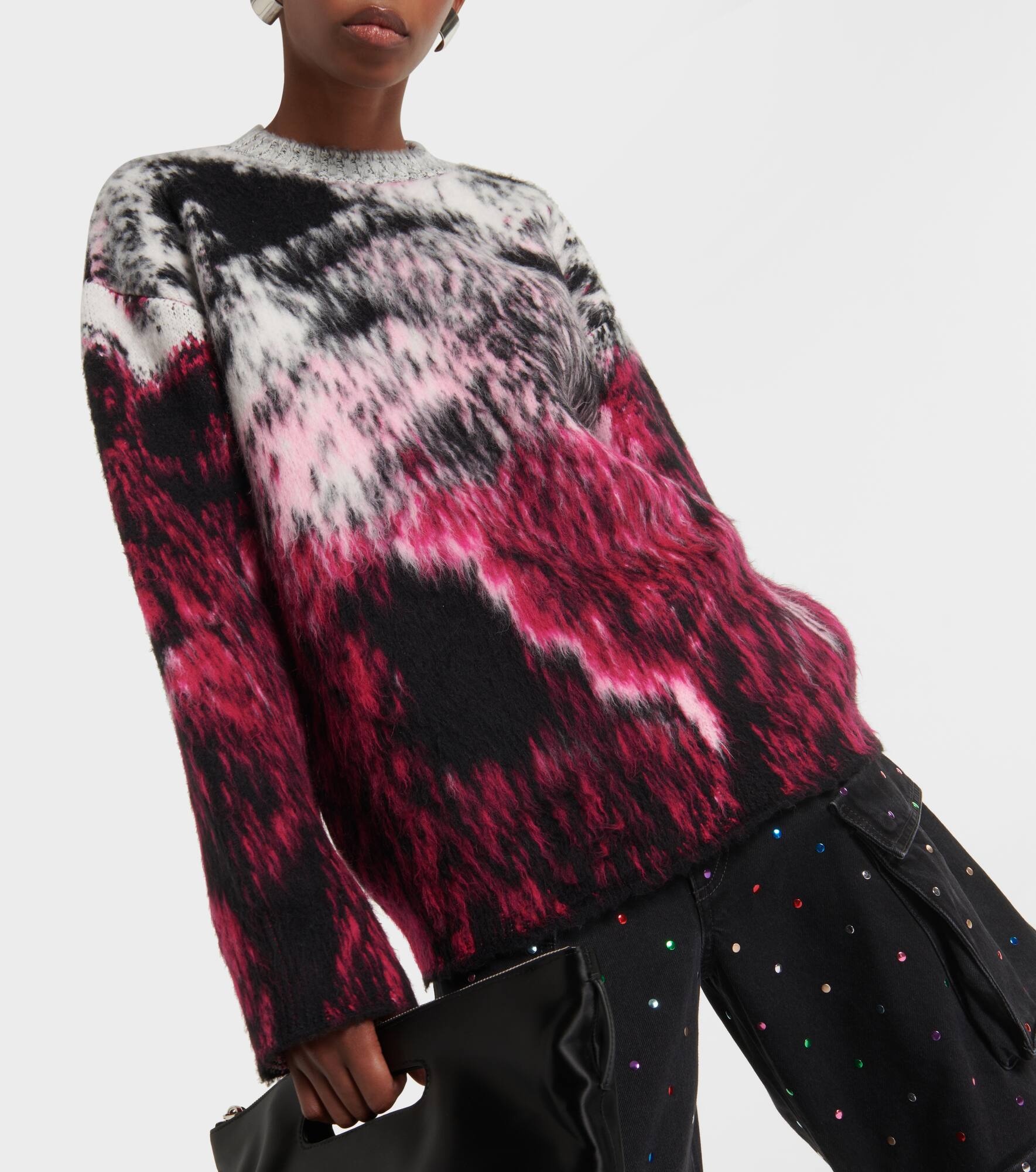 Oversized wool-blend jacquard sweater - 6