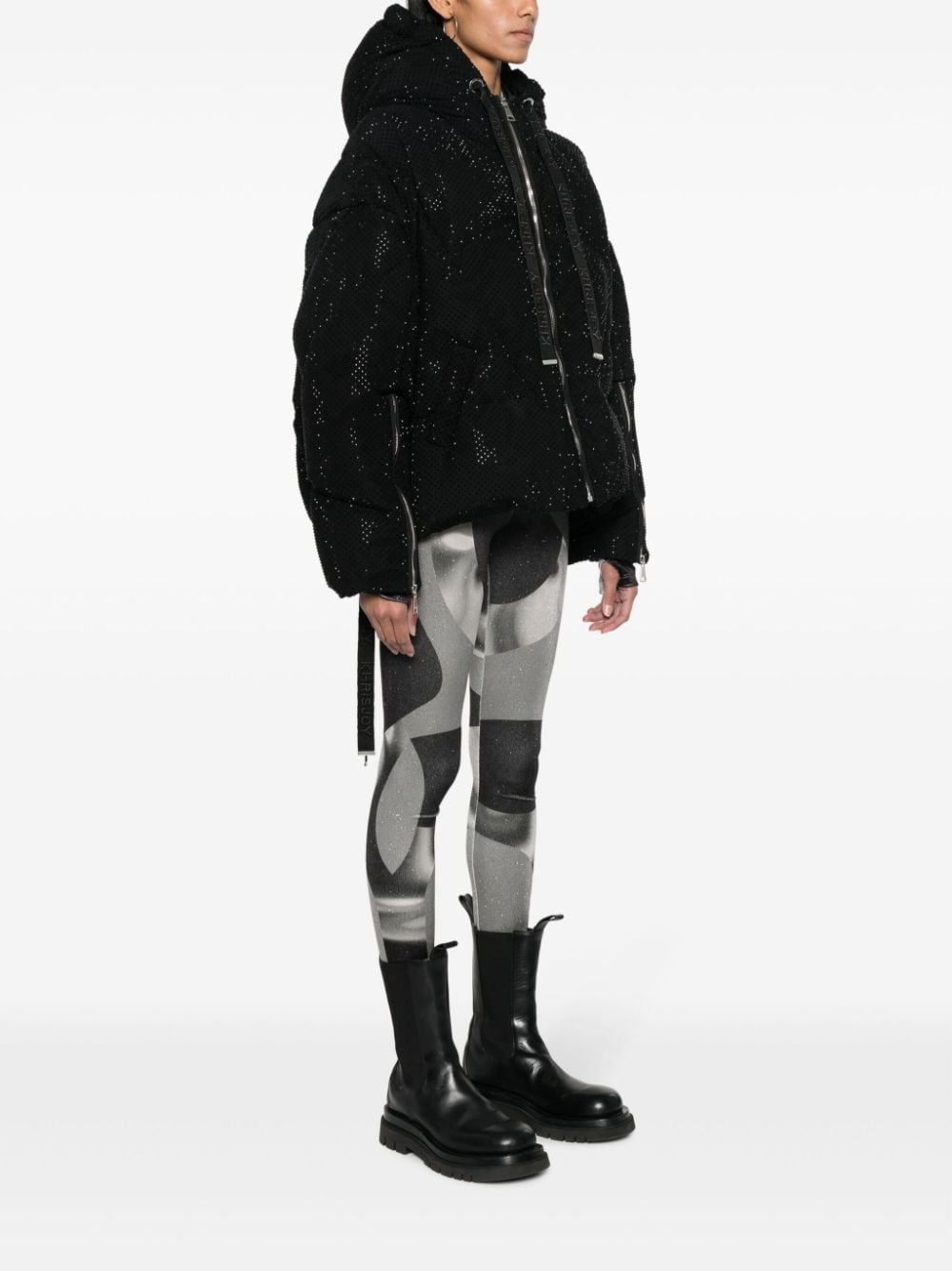 Iconic rhinestone-embellished hooded puffer jacket - 3