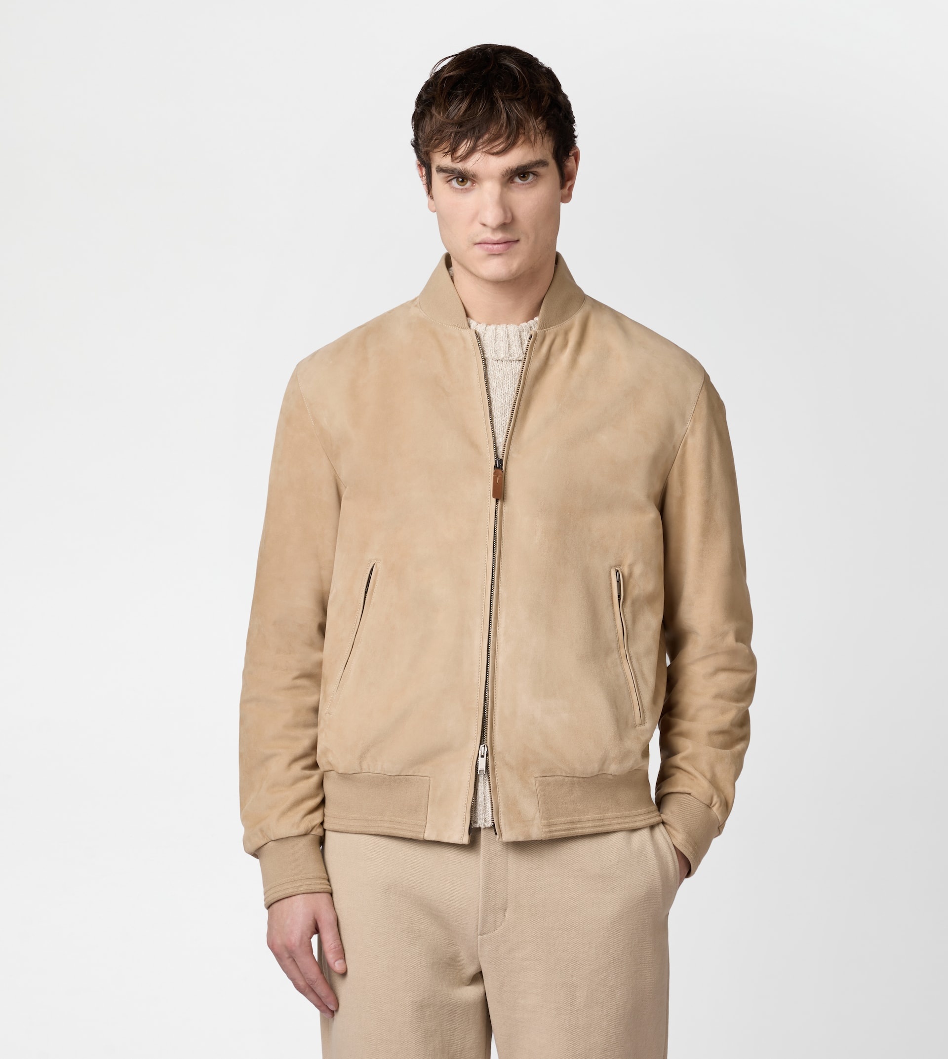 PASHMY BOMBER JACKET IN SUEDE - BEIGE - 3