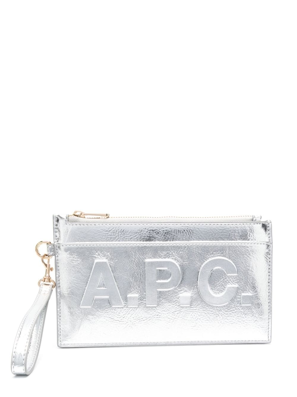 zip-up leather clutch bag - 1