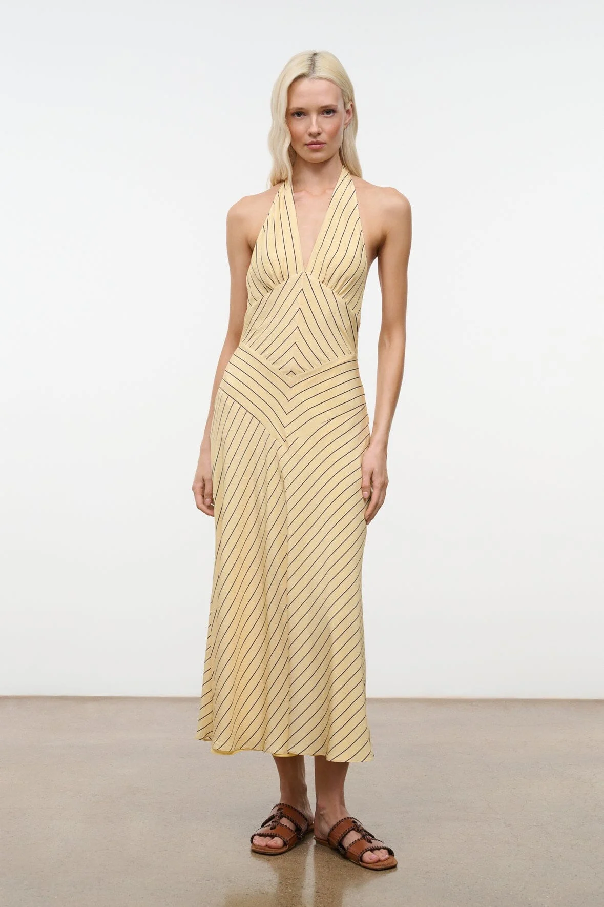 STAUD LOUISE SILK DRESS MONDAY STRIPE - 1