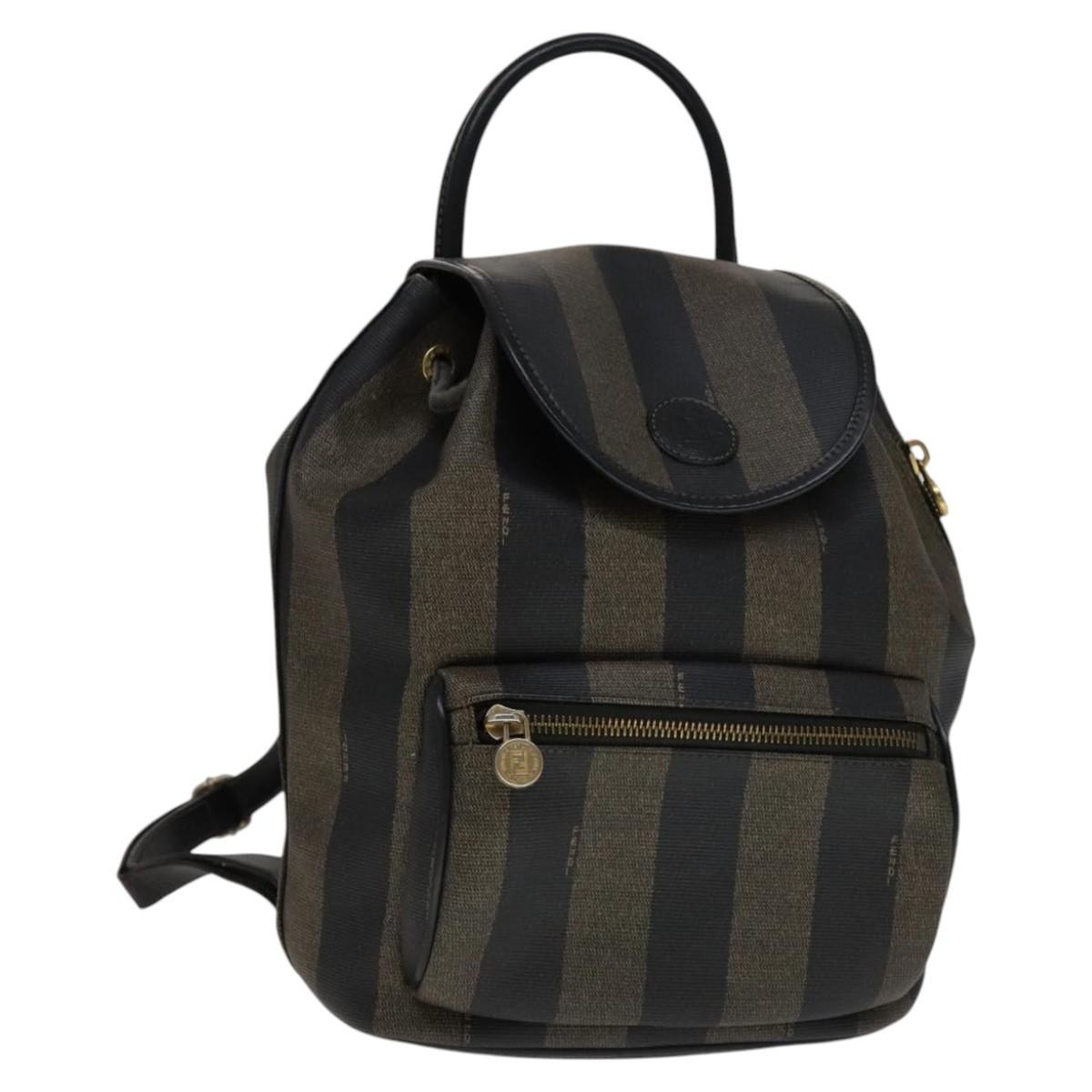 FENDI FENDI Pecan Canvas Backpack Brown Black Gold  display picture 1