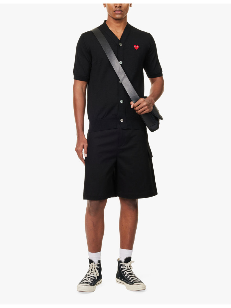 Comme des Garçons PLAY Logo-patch short-sleeve wool polo shirt outlook