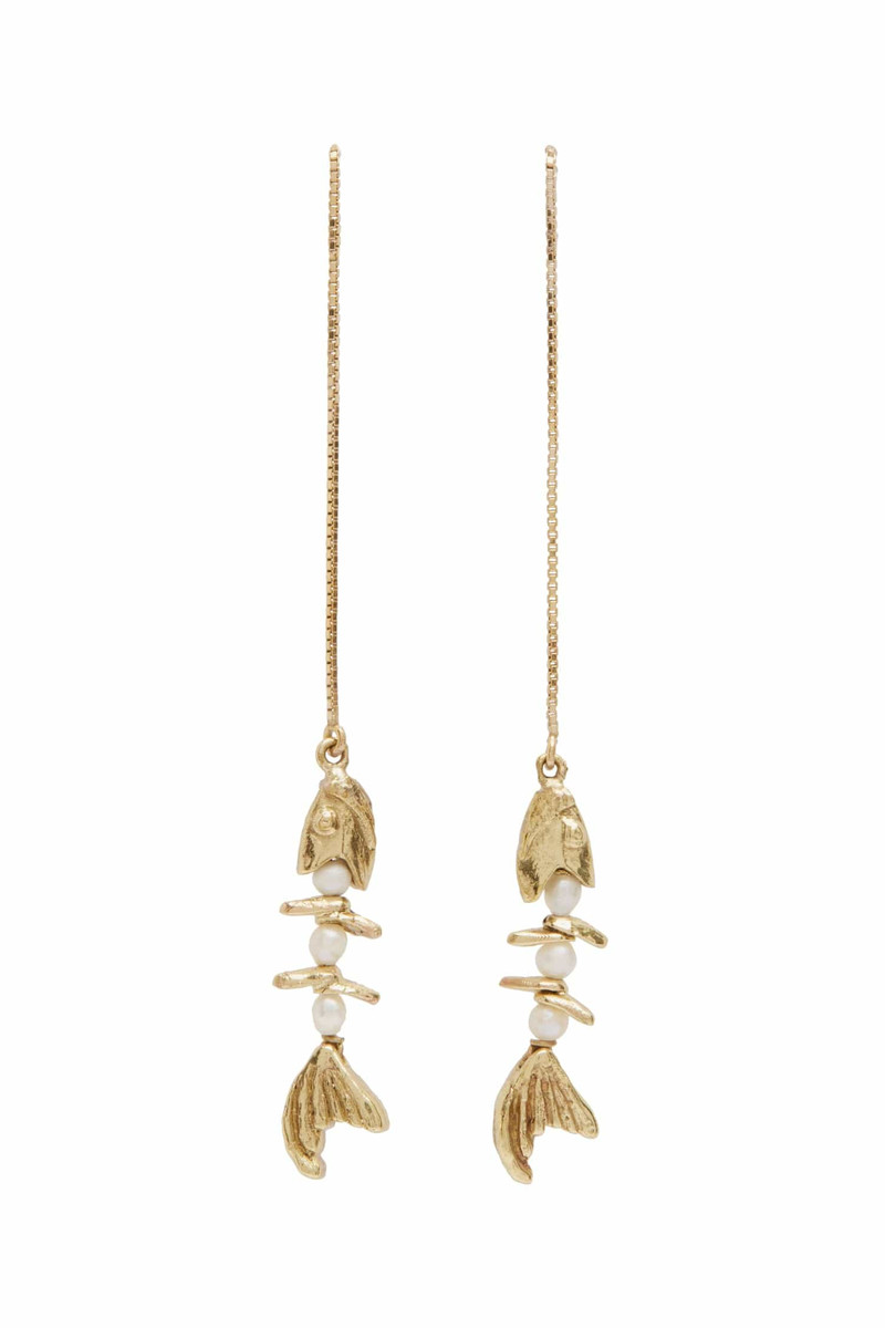 Calypso Pearl Fish Chain Earrings 1