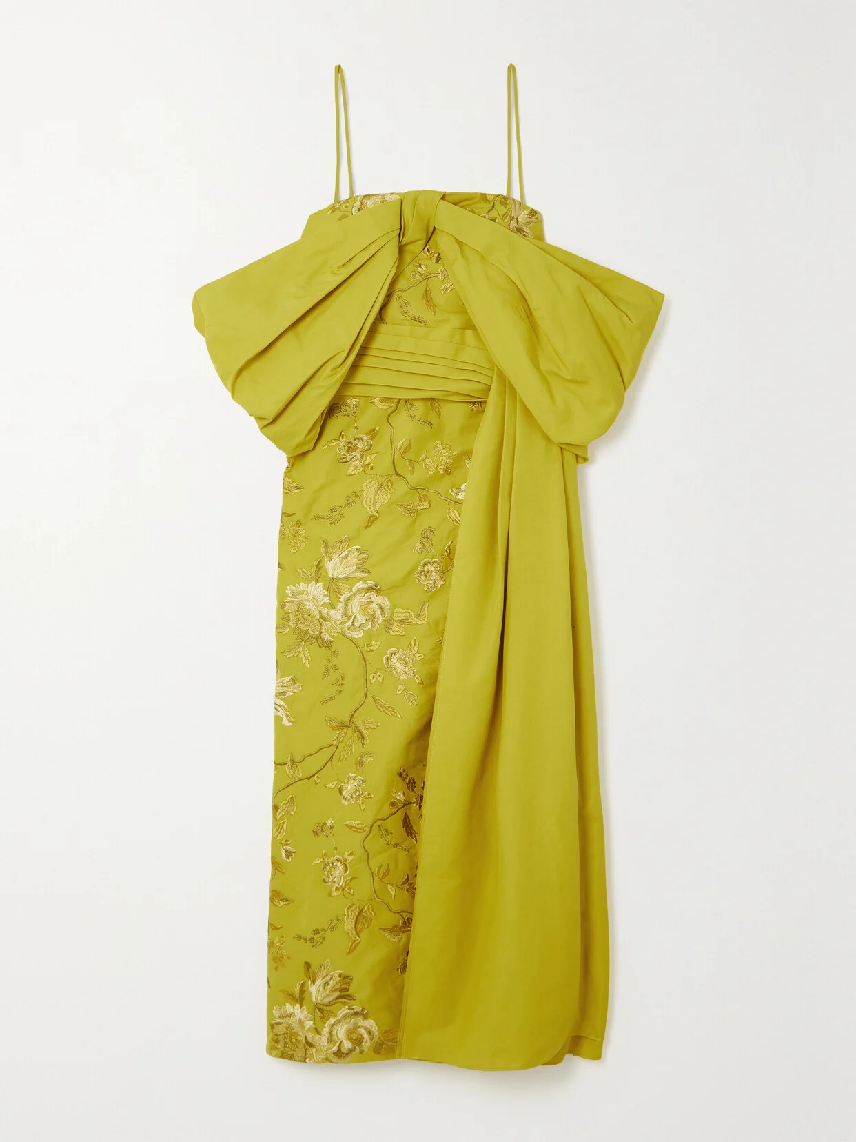 Evora Draped Taffeta And Embroidered Cotton-faille Dress - 1
