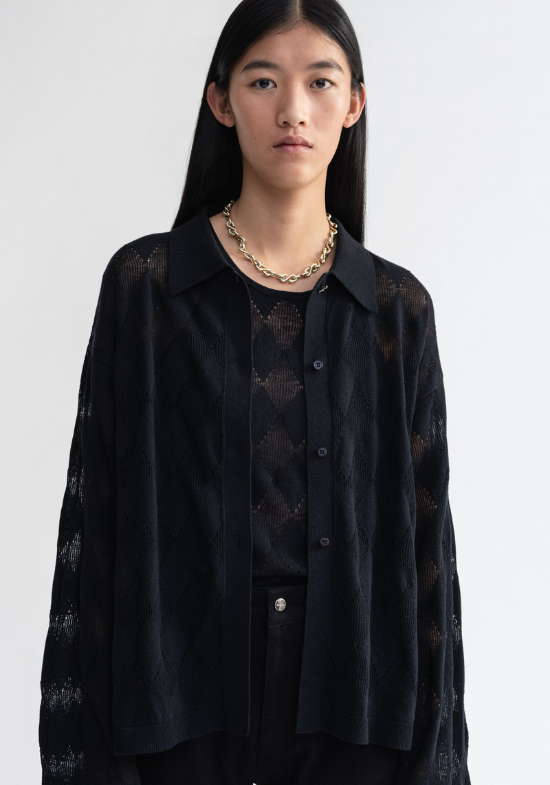 AERON TAMARA
Diamond knit cardigan shirt outlook