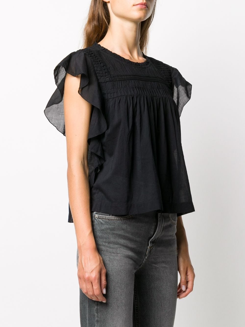 sheer flutter sleeve blouse - 3