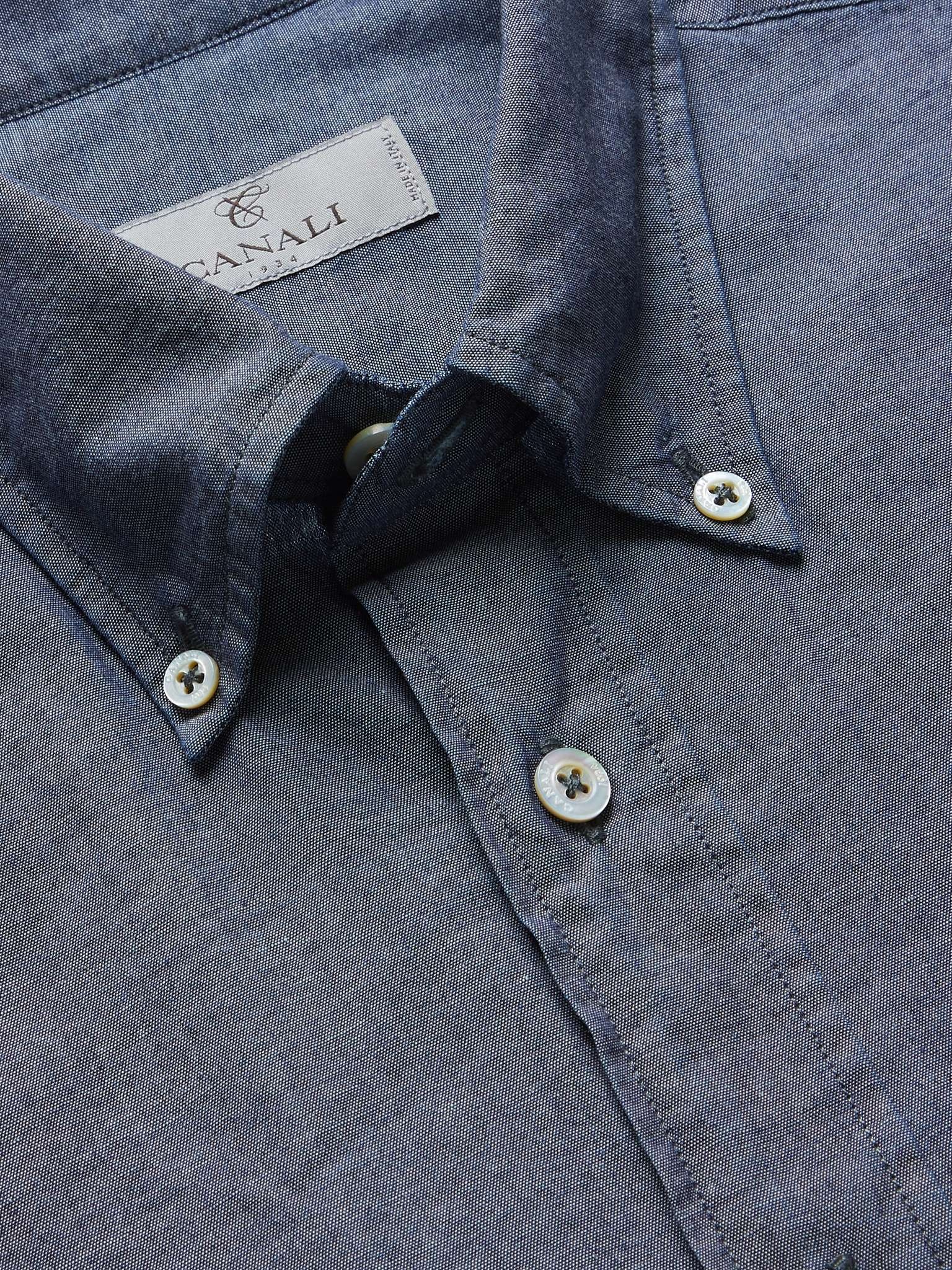 Slim-Fit Button-Down Collar Cotton-Chambray Shirt - 5