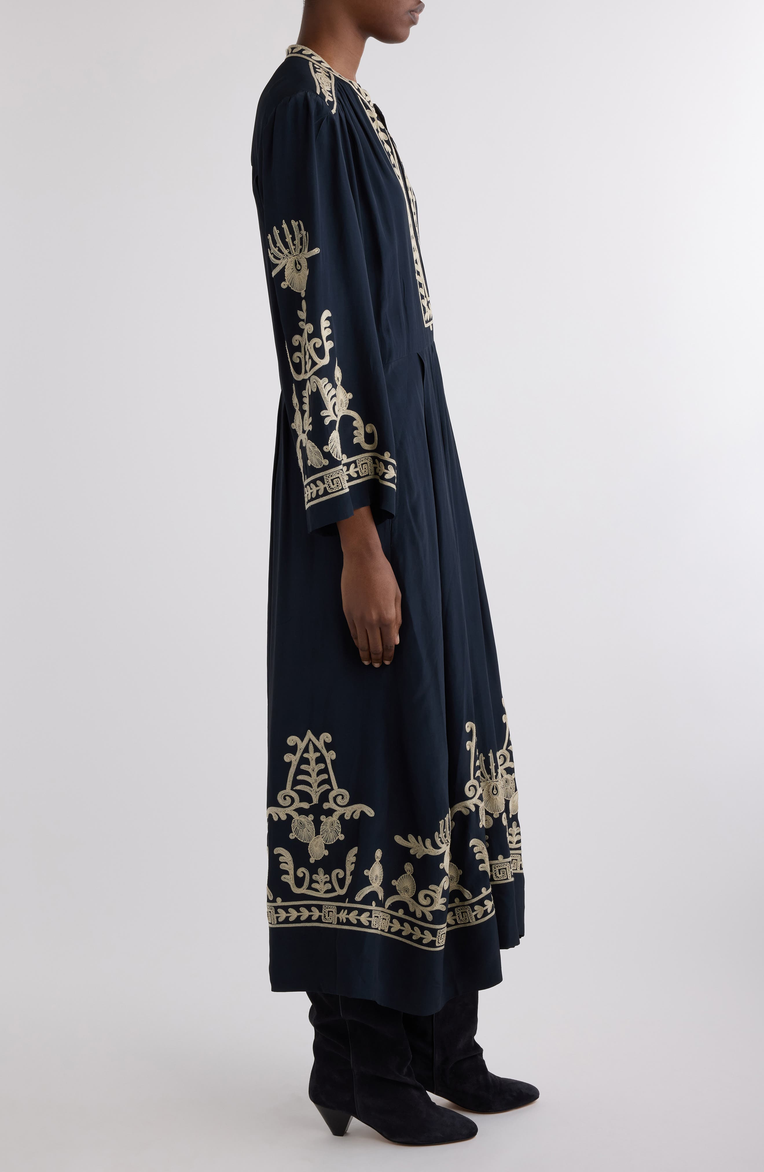 Isabel Marant Étoile Feliana Embroidered Long Sleeve Maxi Dress in Black at Nordstrom - 3